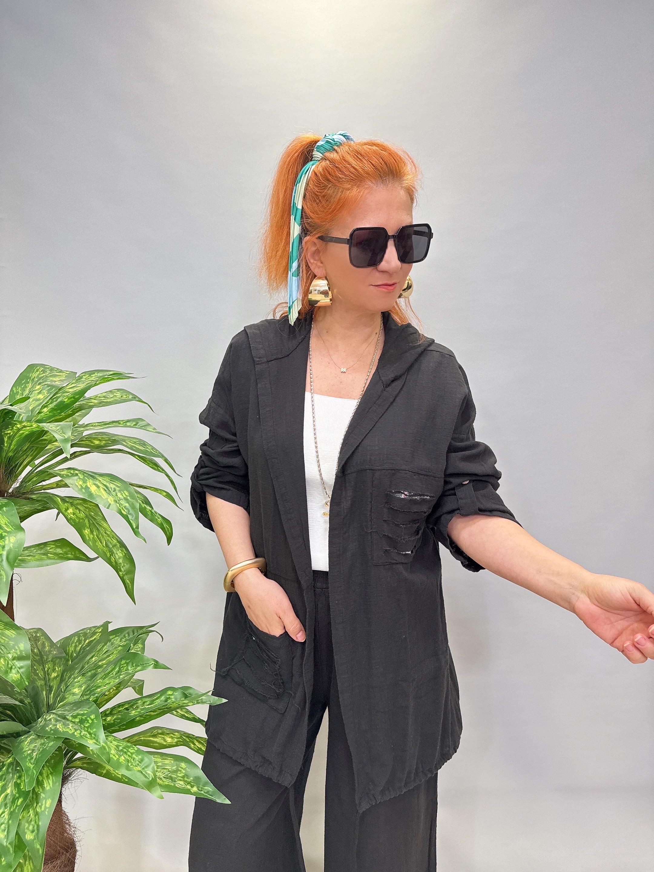 9987 PAMUKLU PAYET DETAYLI CEKET SİYAH