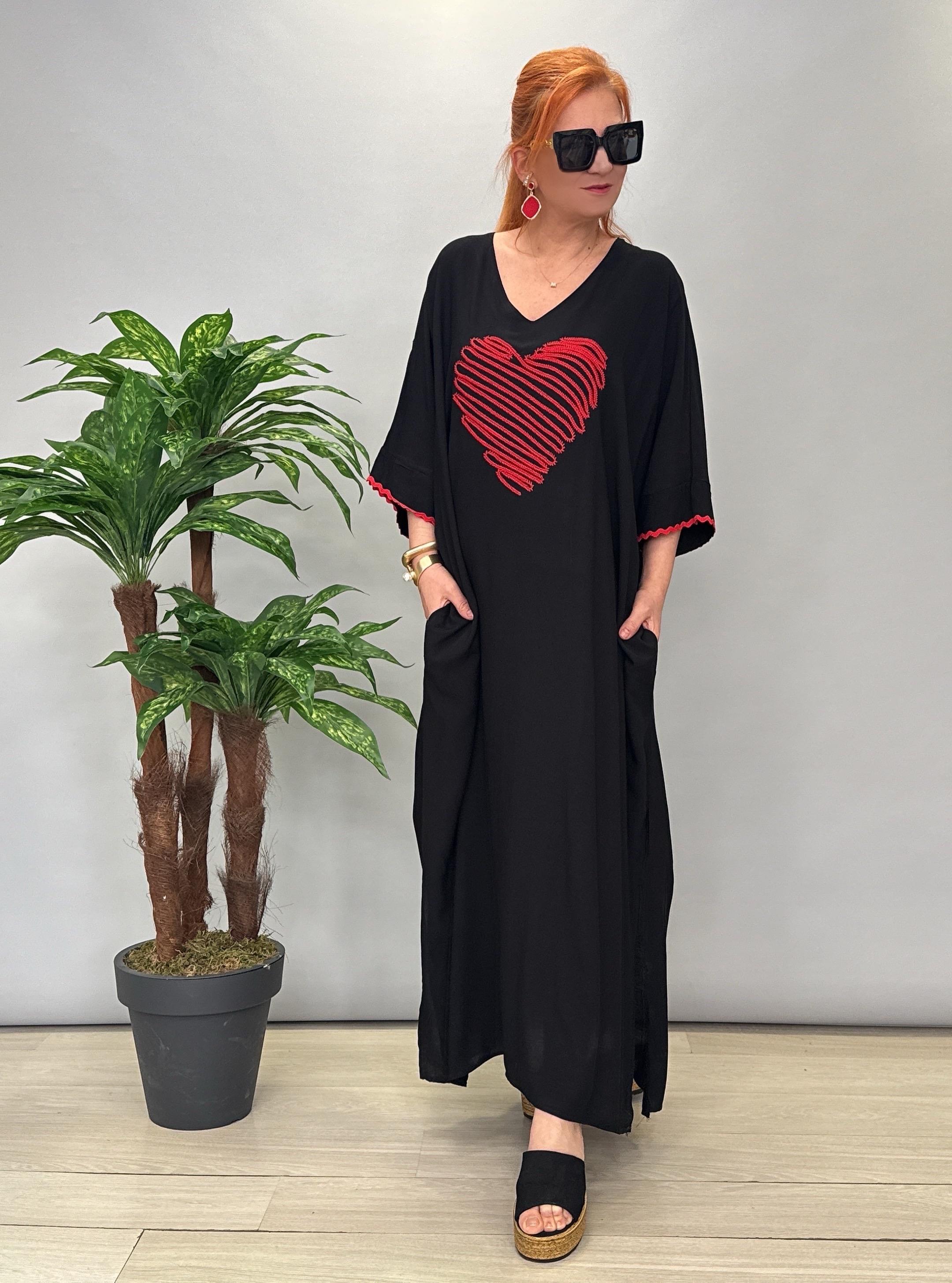 9988 PAMUKLU VİSKON ELBİSE SİYAH 