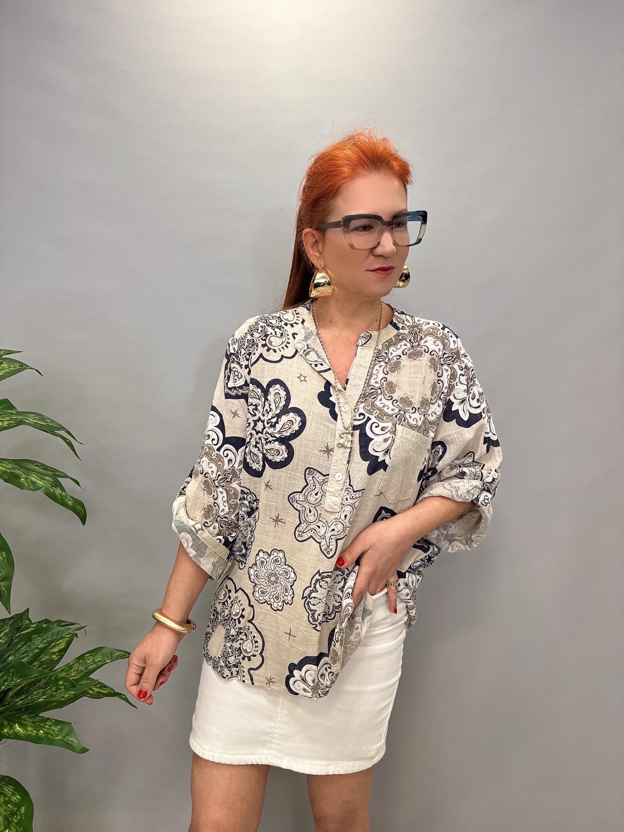 BLZ 8077 PAMUKLU İTALYAN BLUZ  TAŞ