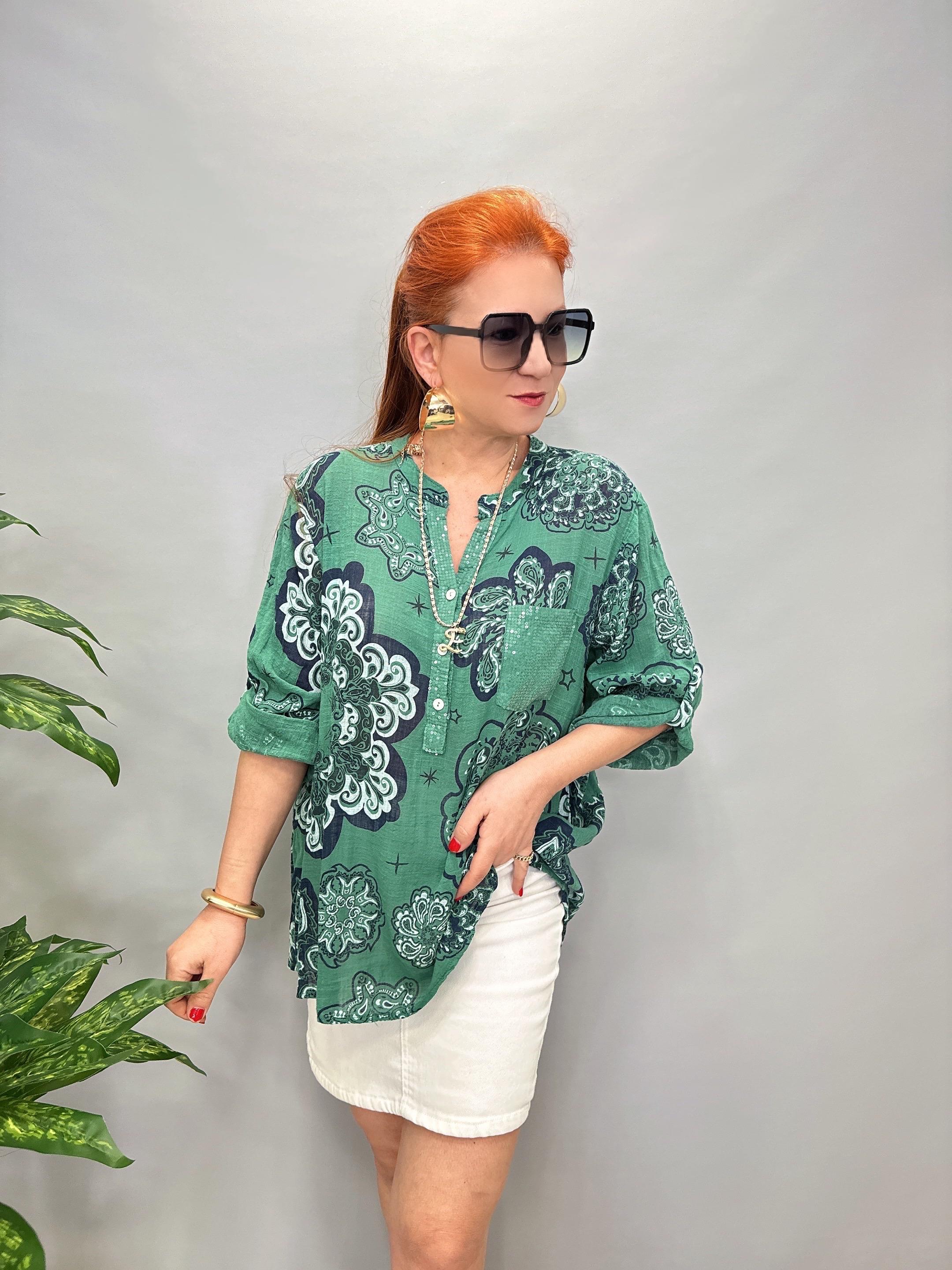 BLZ 8077 PAMUKLU İTALYAN BLUZ YEŞİL