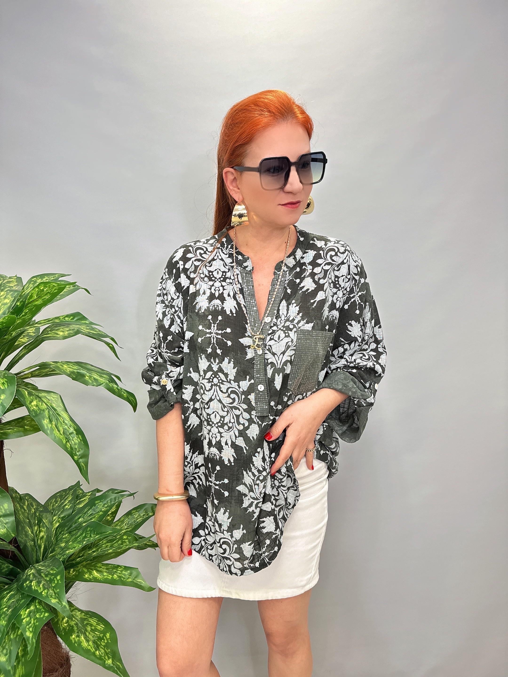 BLZ 8078 PAMUKLU İTALYAN BLUZ HAKİ YEŞİL