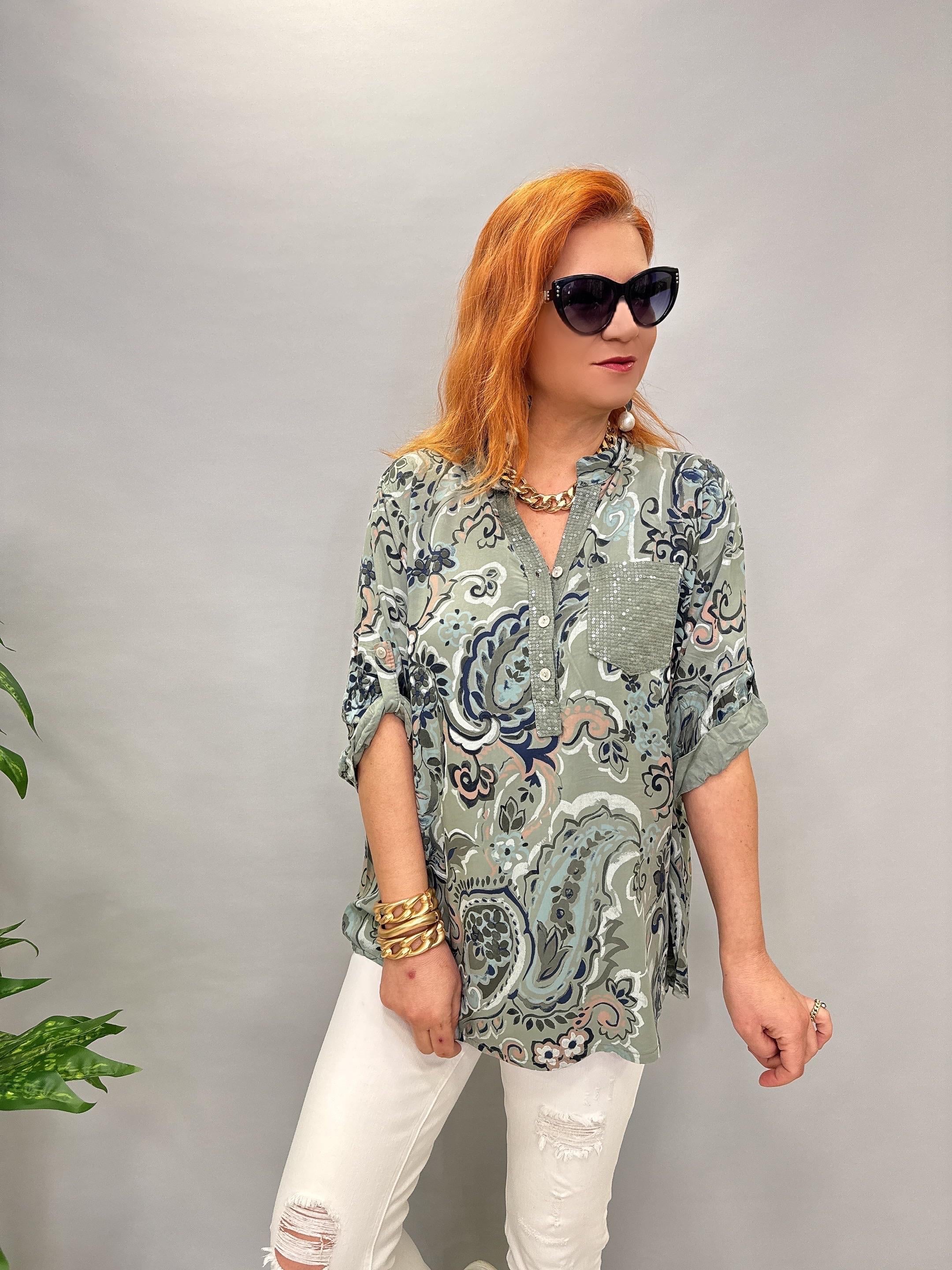 BLZ 8080 PAMUKLU İTALYAN BLUZ HAKİ YEŞİL