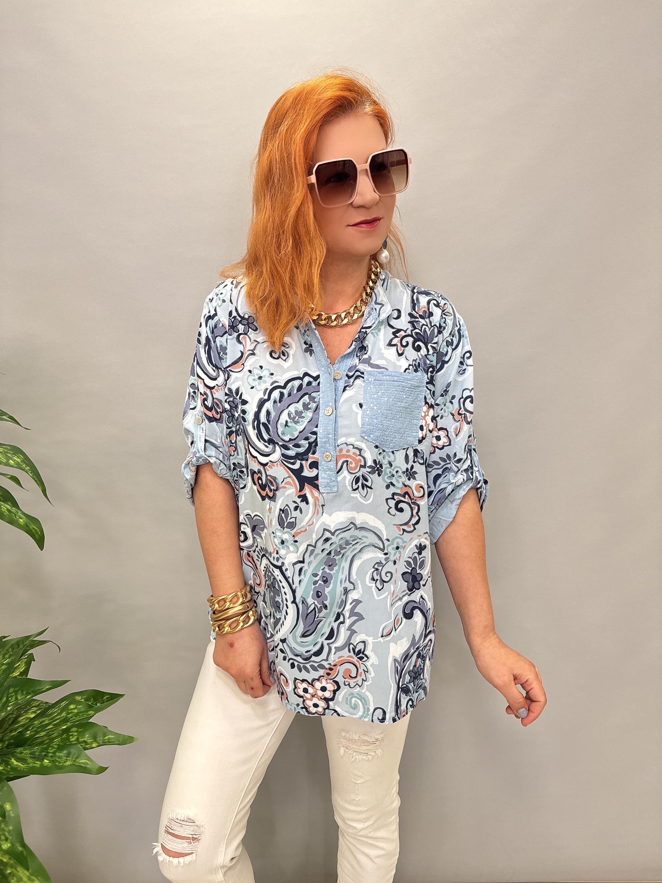 BLZ 8080 PAMUKLU İTALYAN BLUZ MAVİ