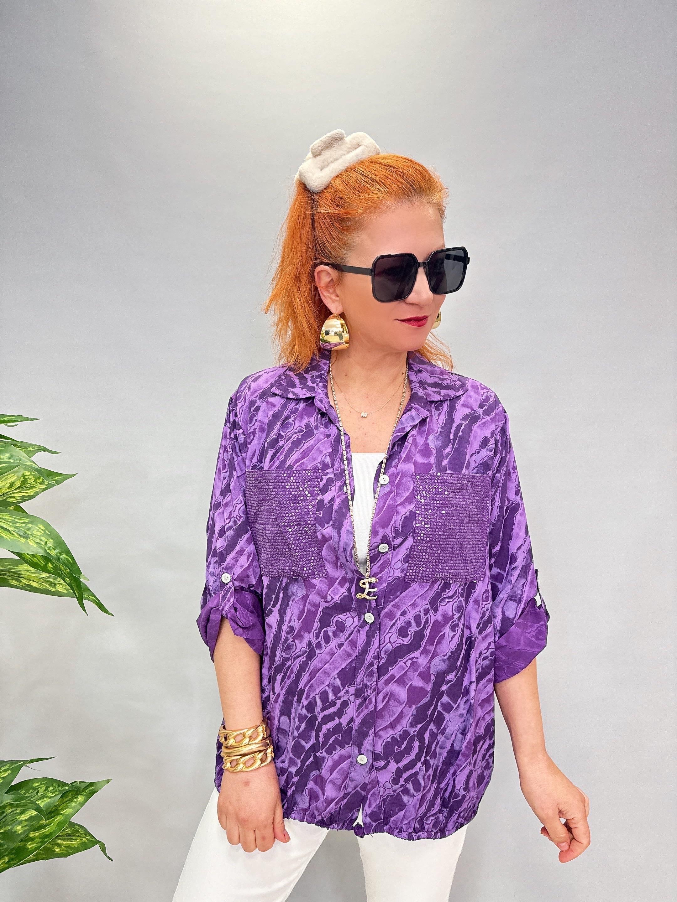 BLZ 8084 İTALYAN PAMUKLU VİSKON BLUZ MOR