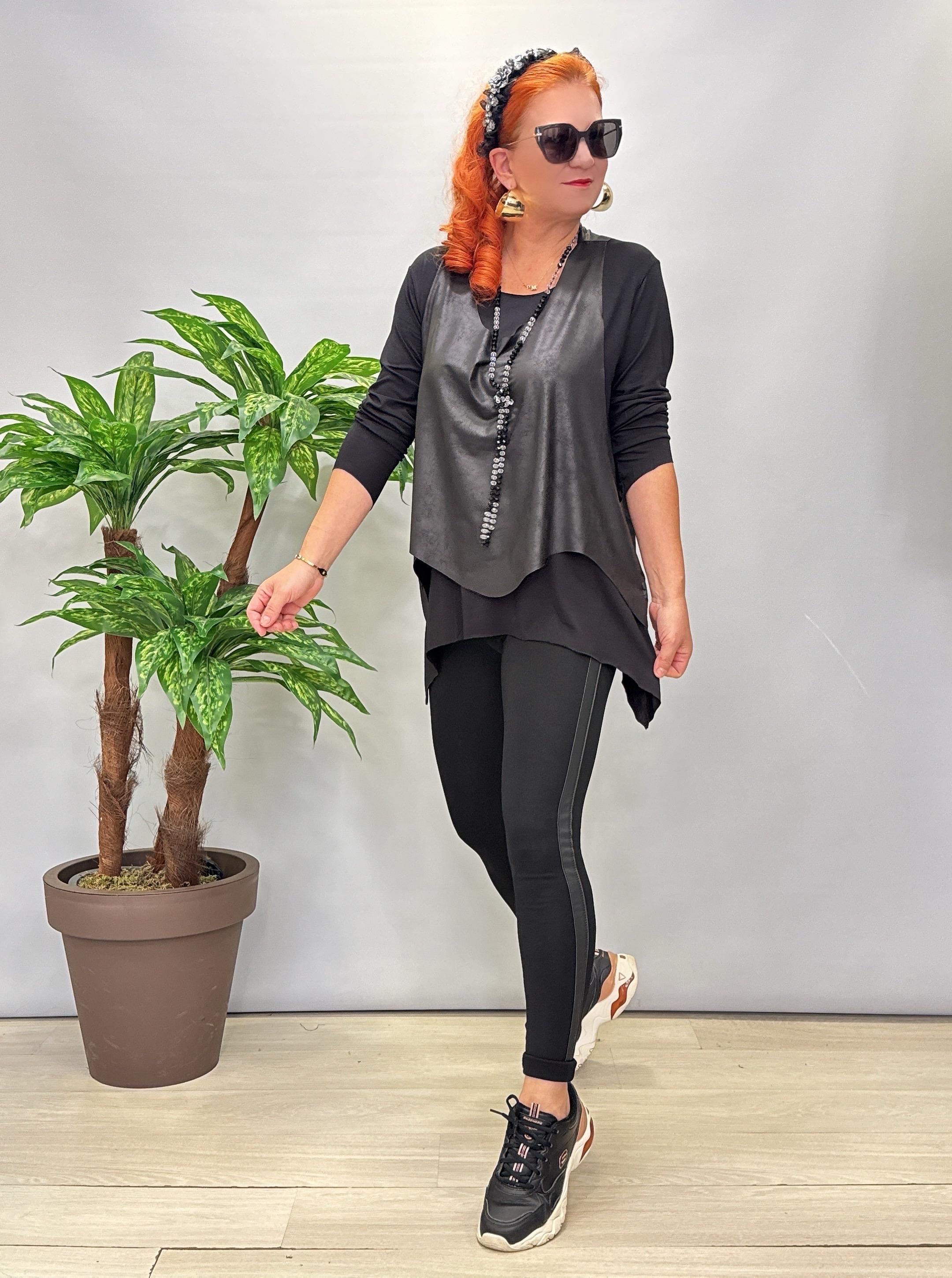 DR 2121 Yanları Deri Detaylı Çelik Tayt