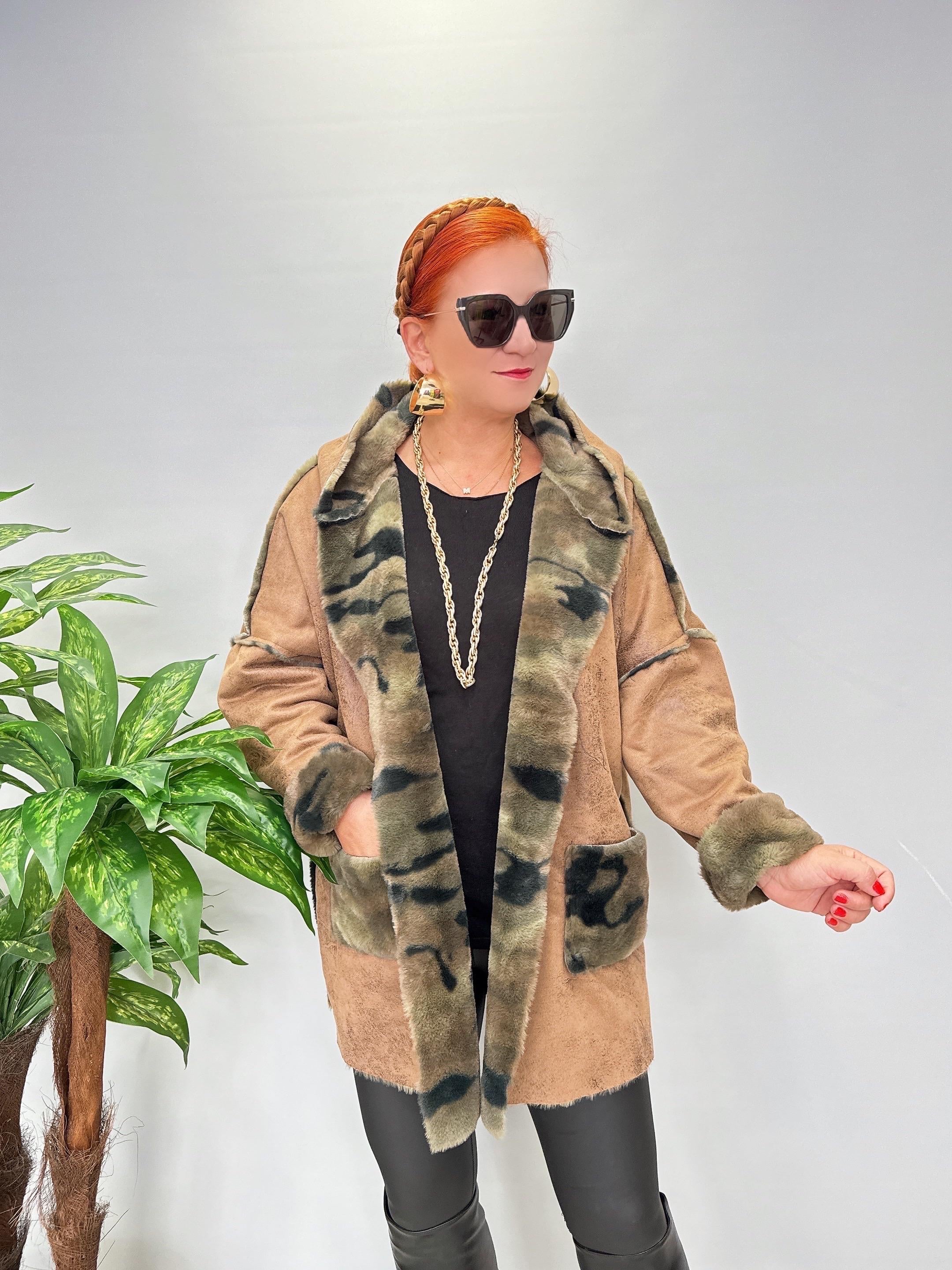 KBN 1831 Italyan Fermuarsız Çift Taraflı Özel Premium Doku İçi Kürklü Kahve