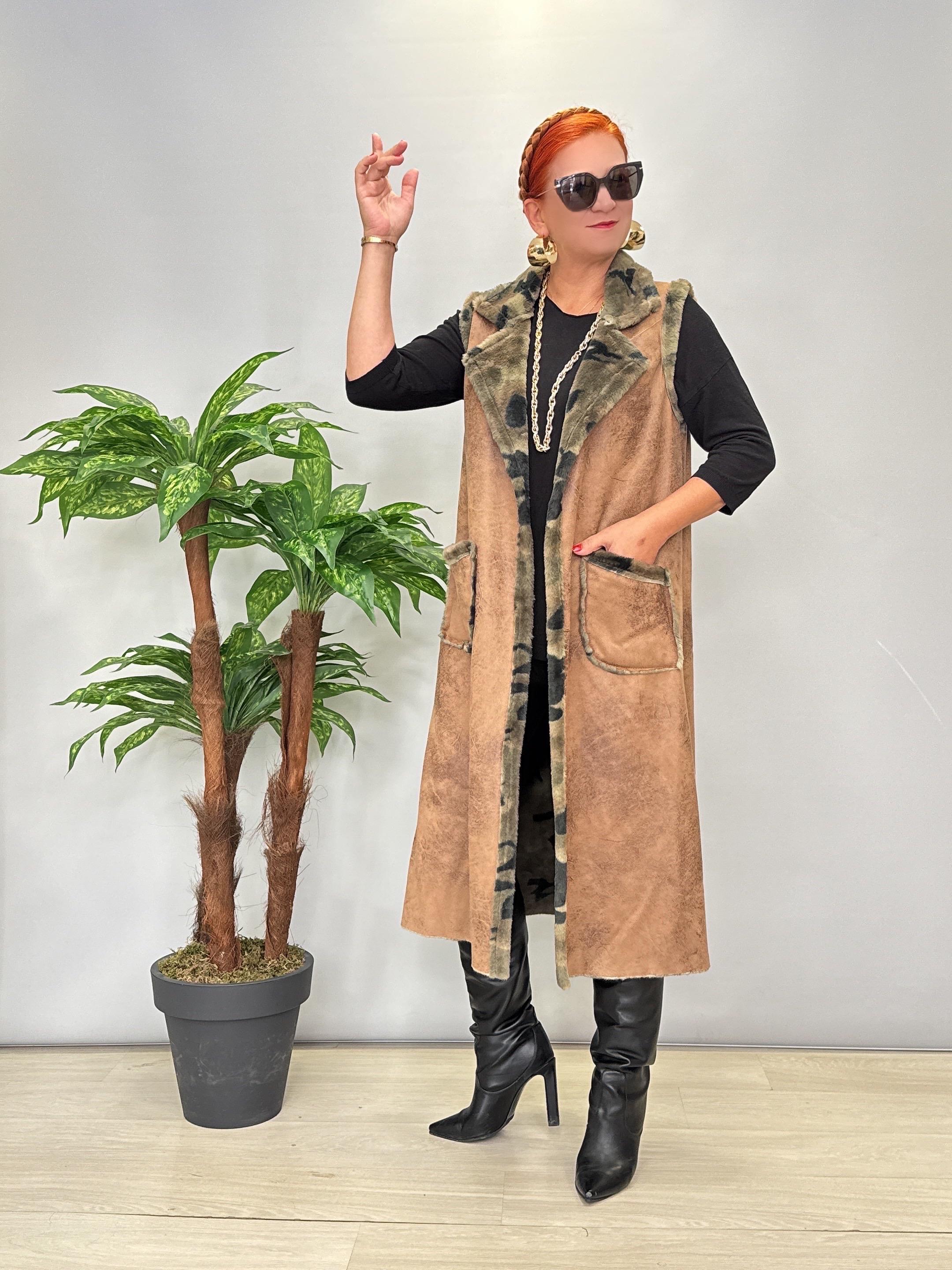 KBN 1832 Italyan Özel Premium Doku İçi Kürklü Kahve Yelek