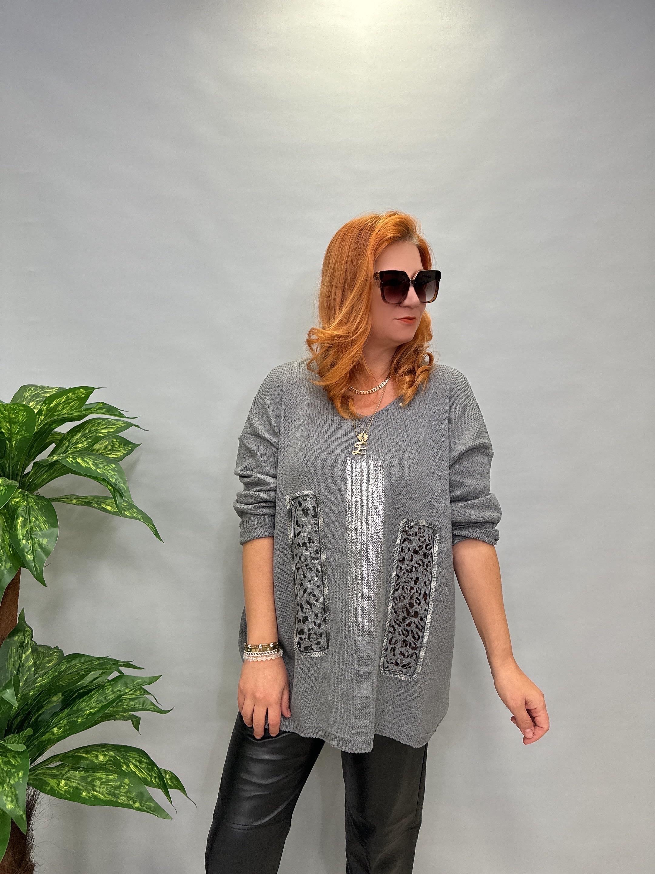 MNS 0015 V YAKA VARAK DETAY TRİKO GRİ