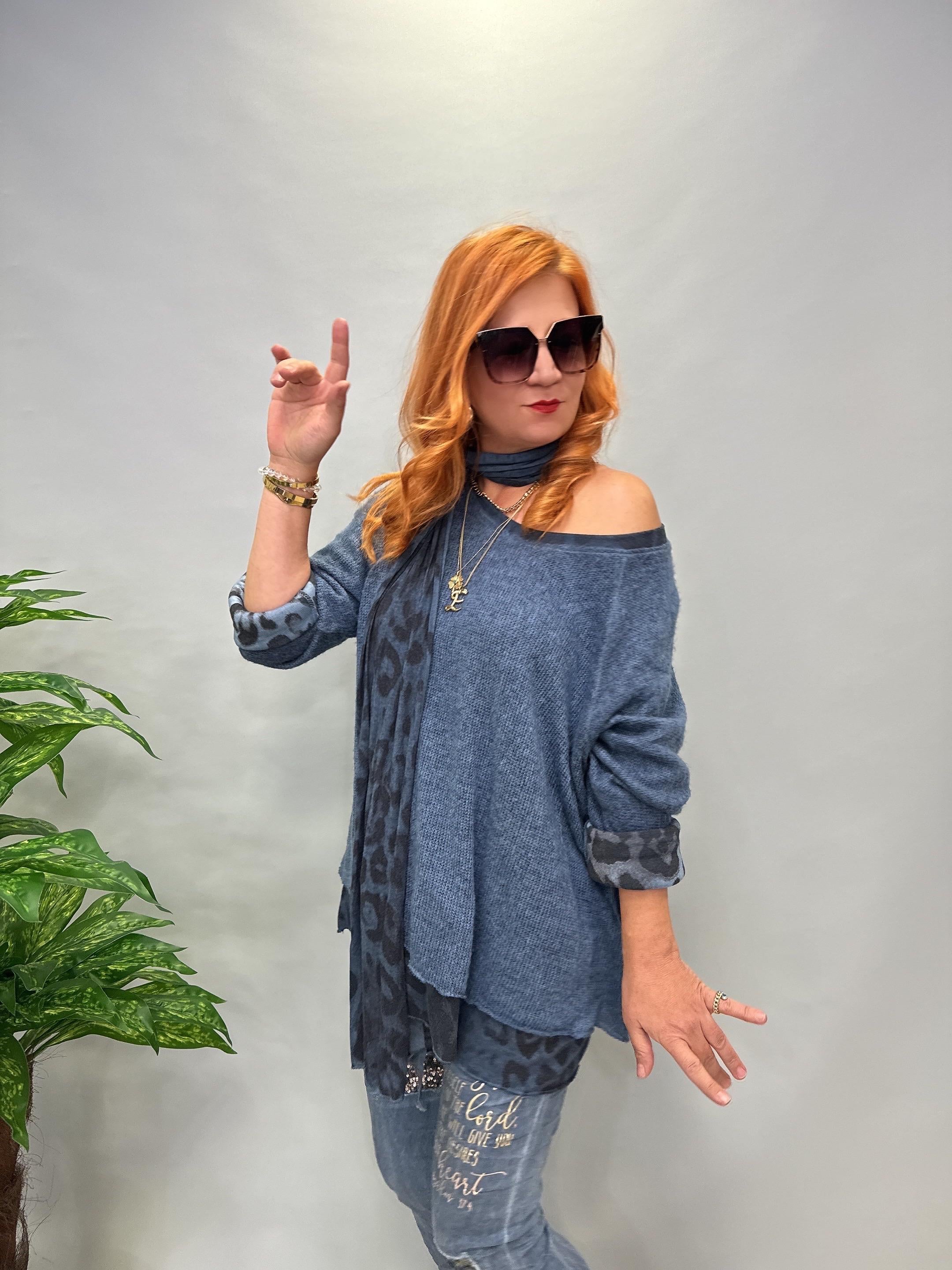 MNS 0117 İTALYAN ŞAL DETAY ASTARLI TRİKO MAVİ  48 BEDENE KADAR UYUMLU