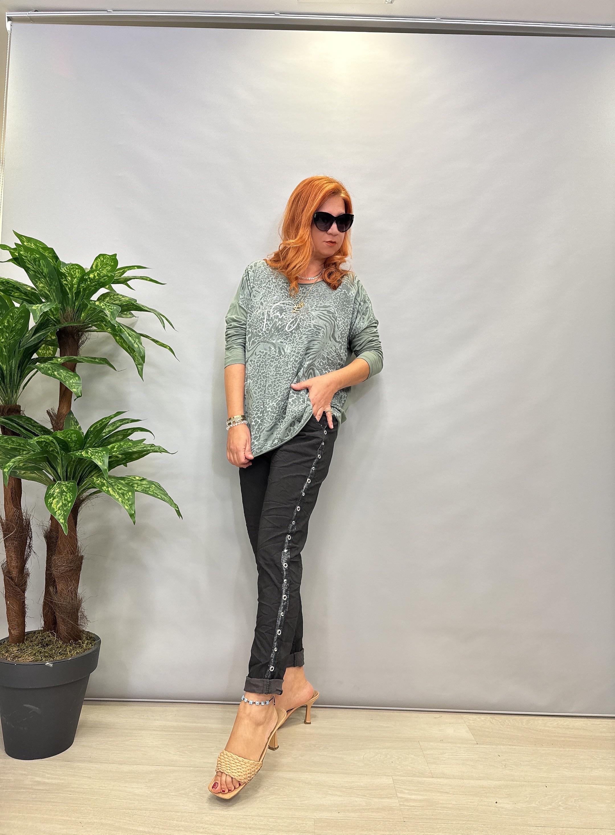 MNS 0323 İYALYAN KUŞ GÖZÜ PANTOLON SİYAH 38-48 BEDENE UYGUNDUR