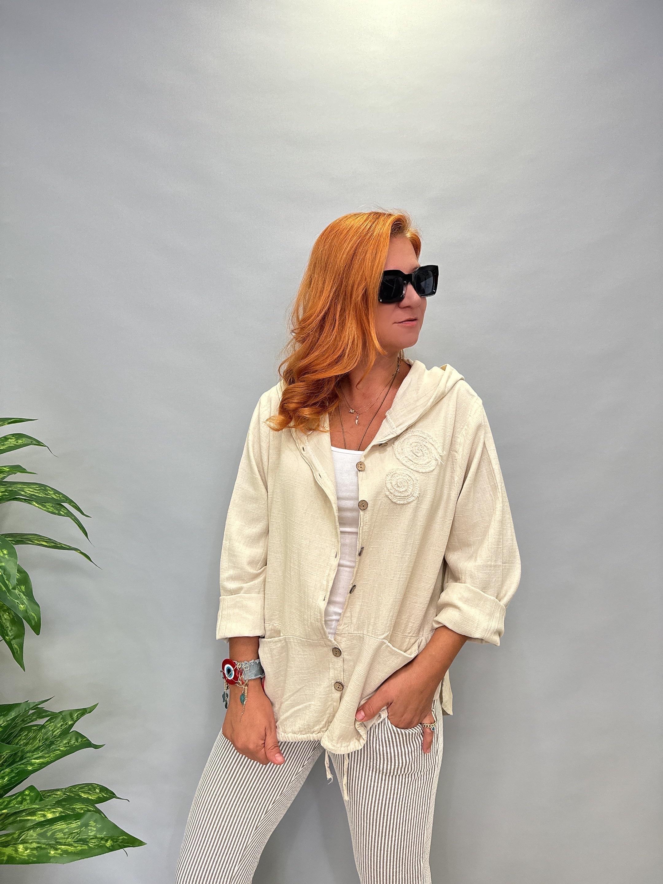 MNS 0909  NAKIŞ DETAY PAMUKLU CEKET TAŞ