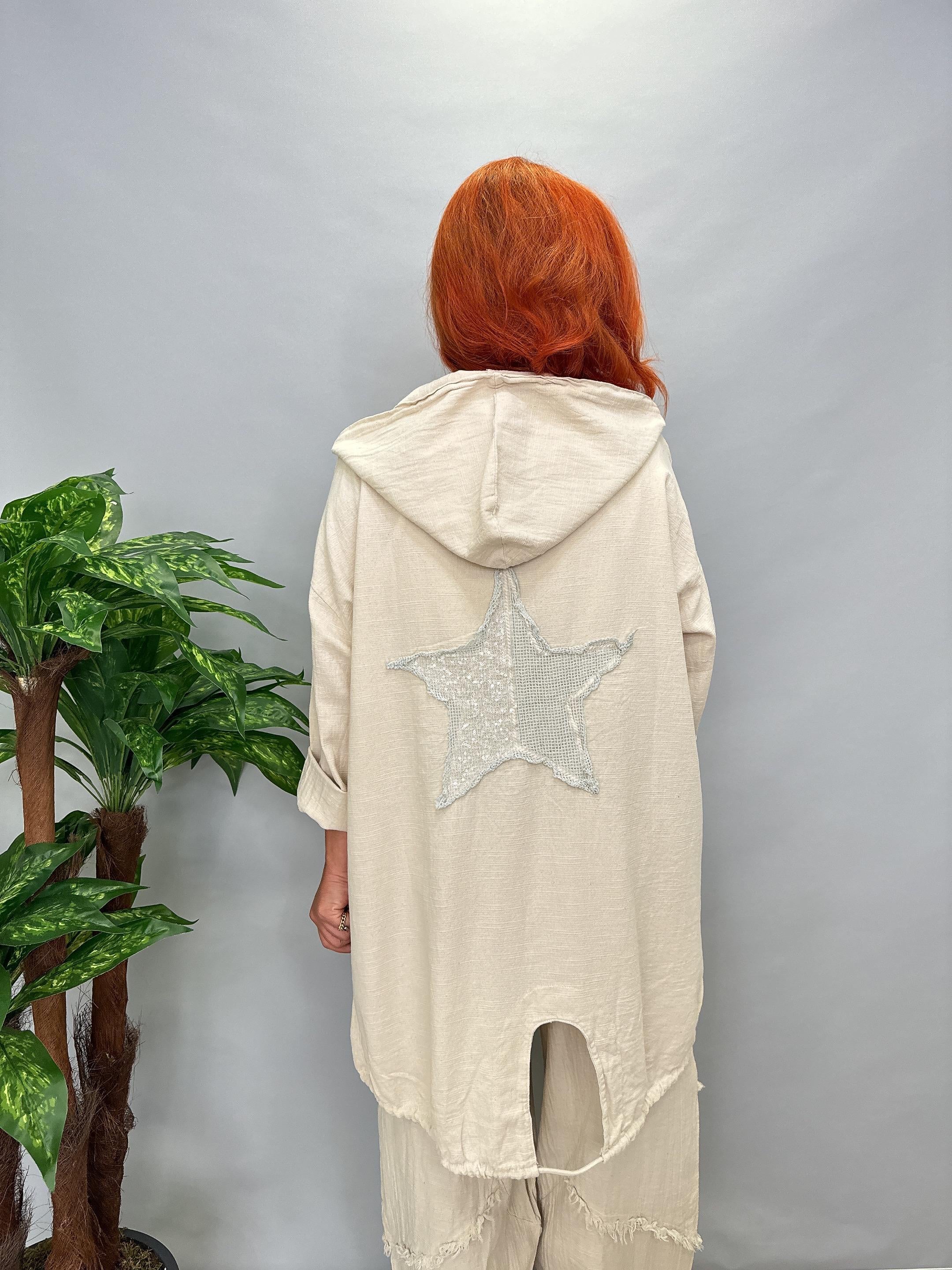 MNS 1011 SIRT YILDIZ DETAY PAMUKLU CEKET  48 BEDENE KADAR UYUMLUDUR TAŞ