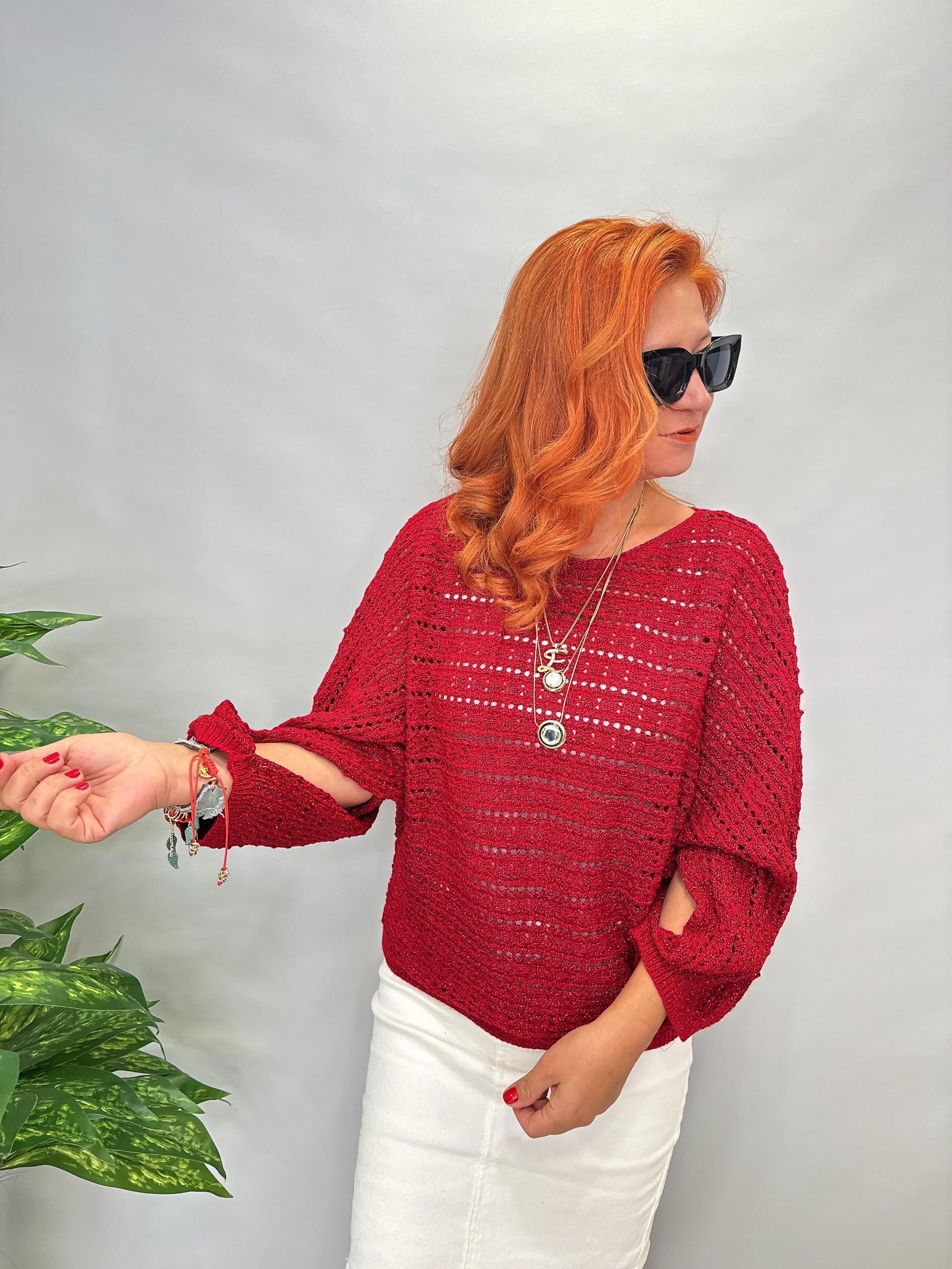 MNS 11068 KOL DETAY SİMLİ FİLE BLUZ  42 BEDENE KADAR UYUMLUDUR  KIRMIZI