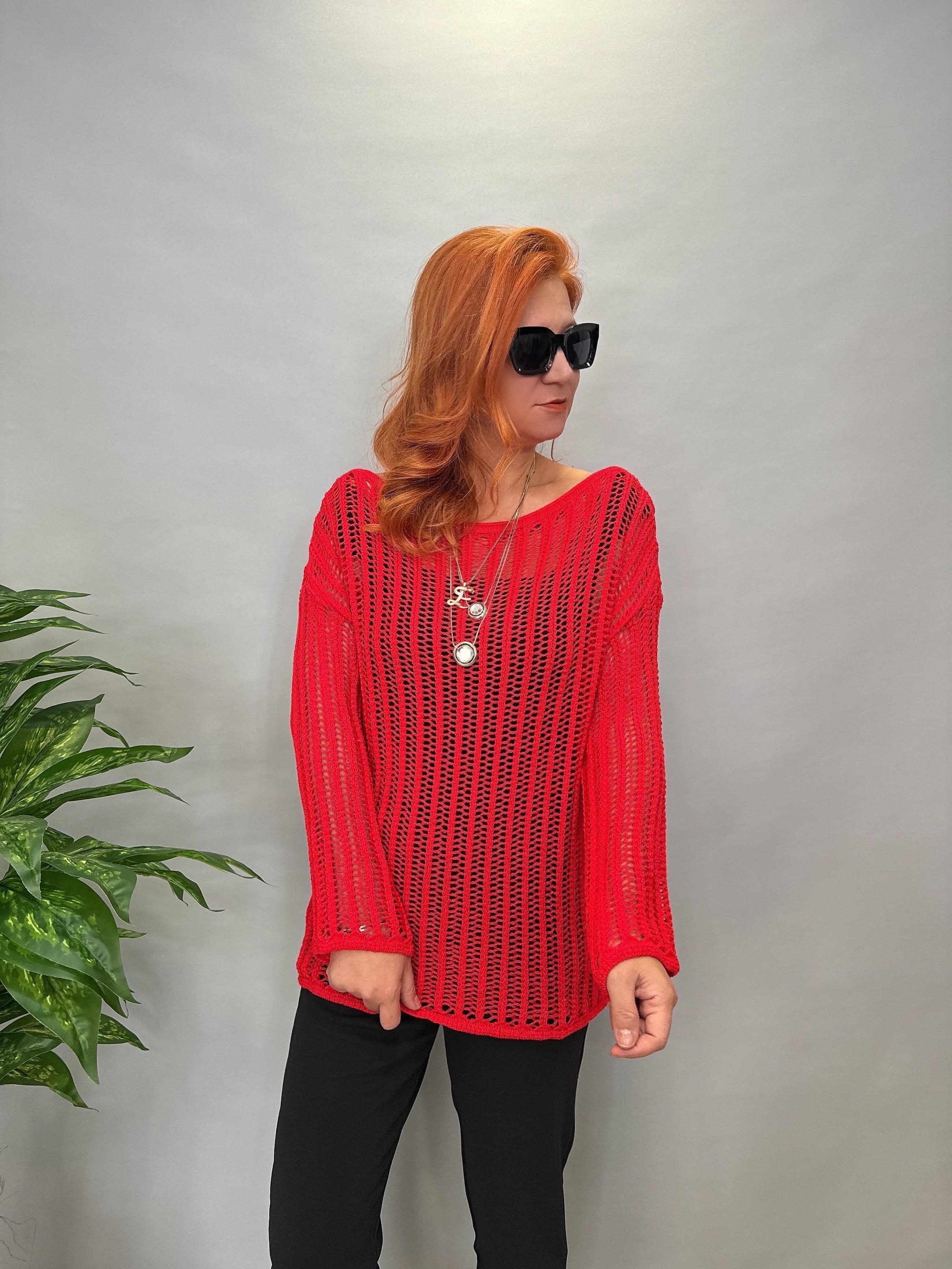 MNS 11114  FİLE  BLUZ  36/50 BEDENE KADAR UYUMLUDUR  KIRMIZI