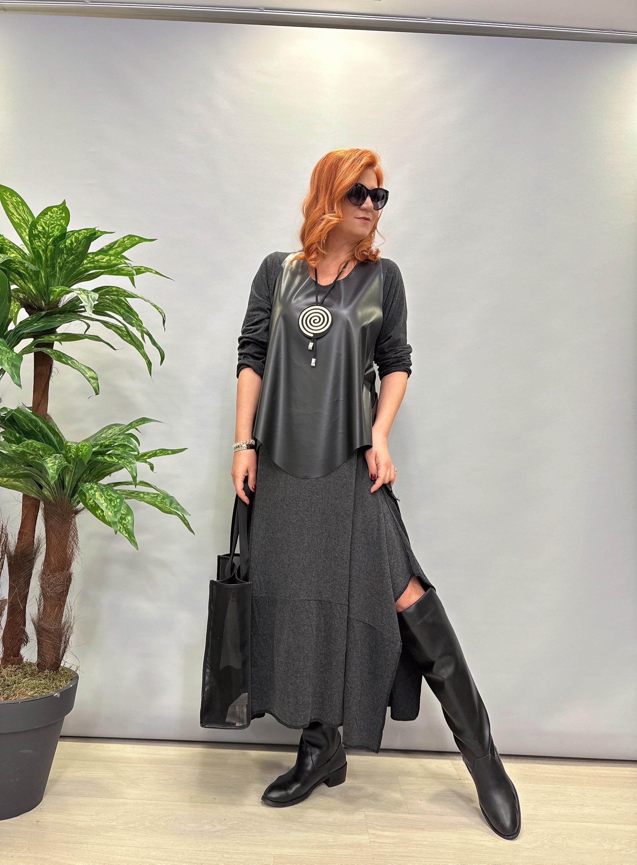 MNS 1212 ASİMETRİK ELBİSE KOLYE HEDİYELİ