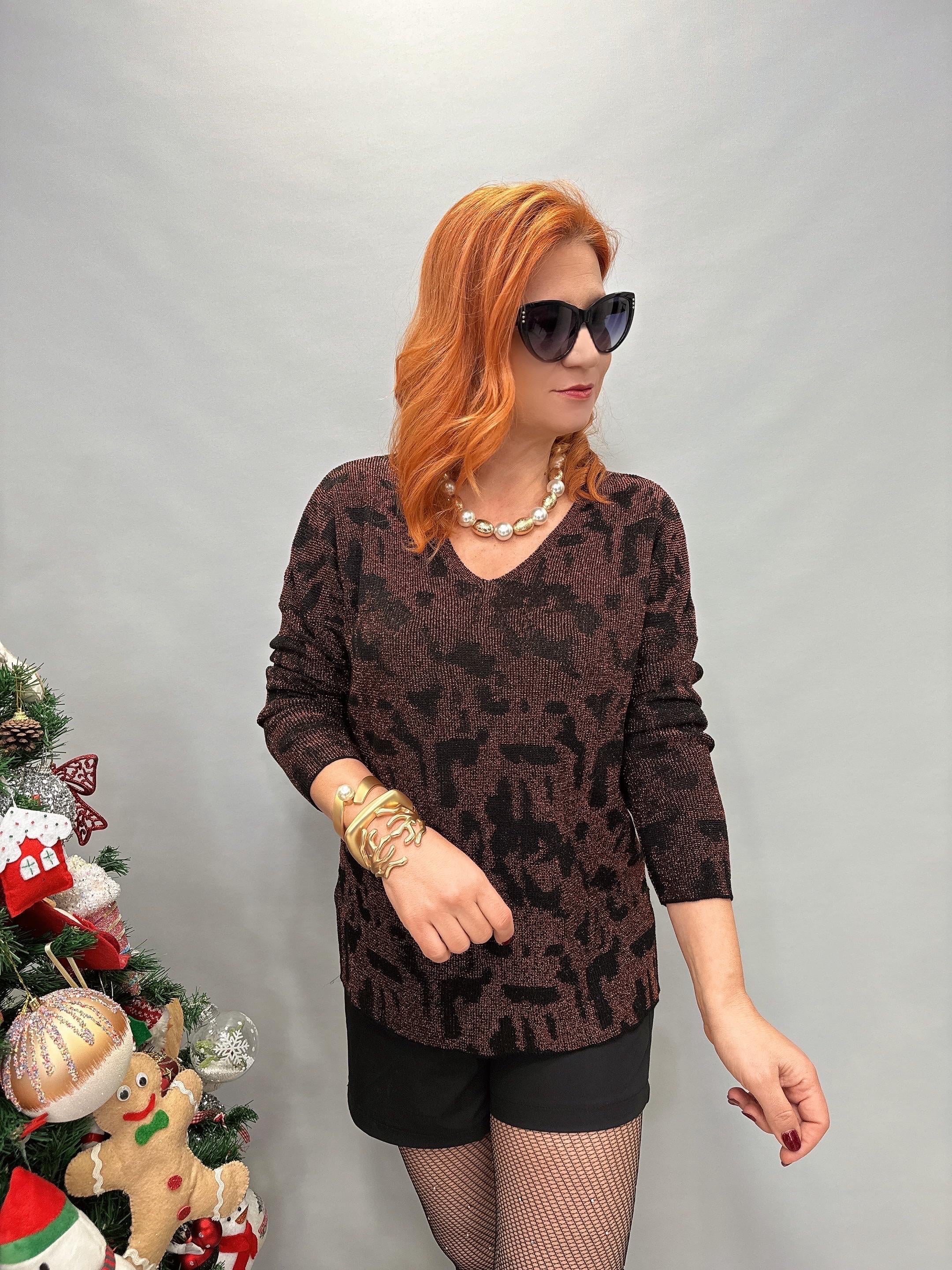 MNS 12541 V YAKA SİM DETAY TRİKO BRONZ