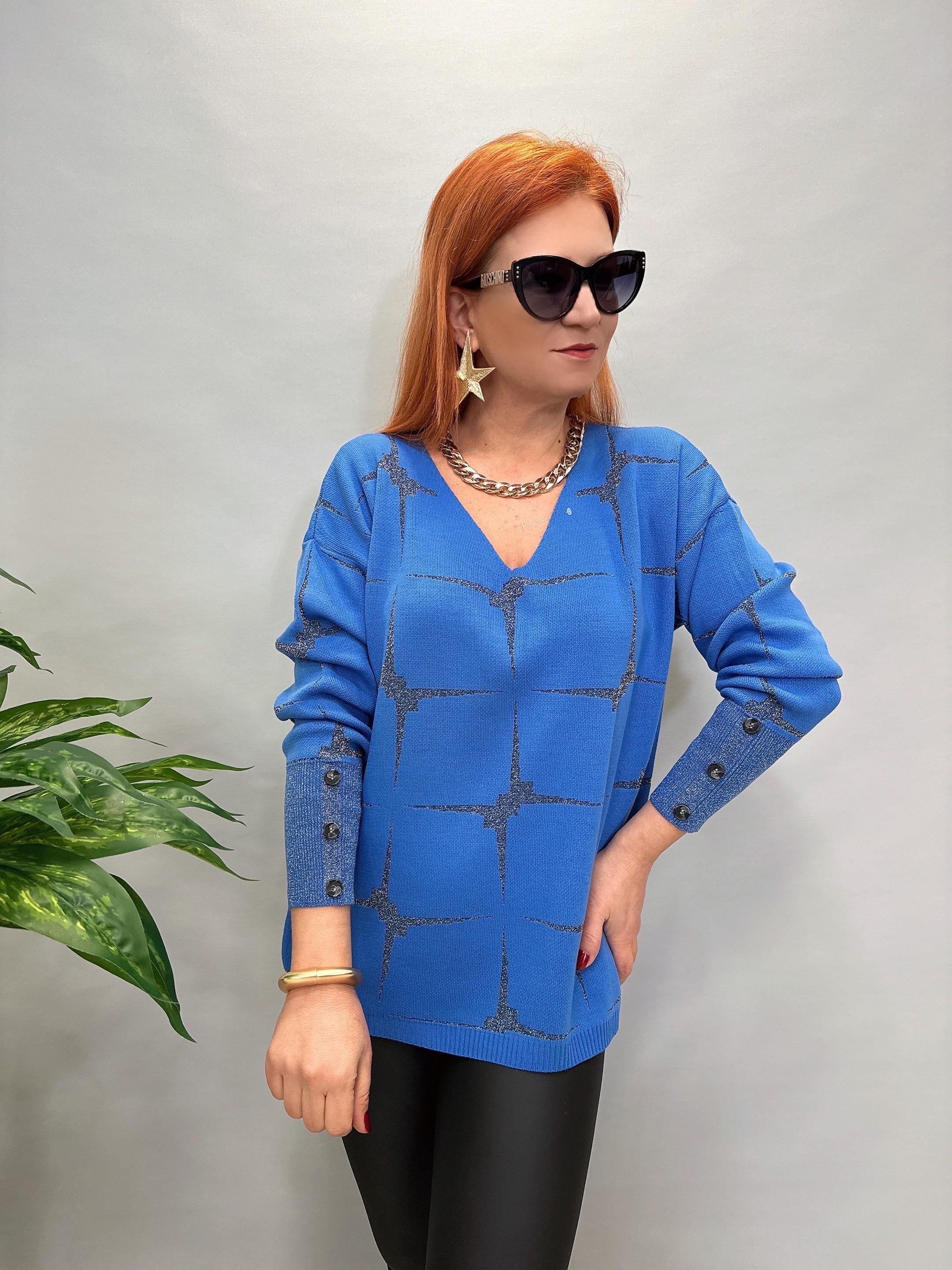 MNS 21080 V YAKA SİMLİ KOL DETAY TRİKO MAVİ