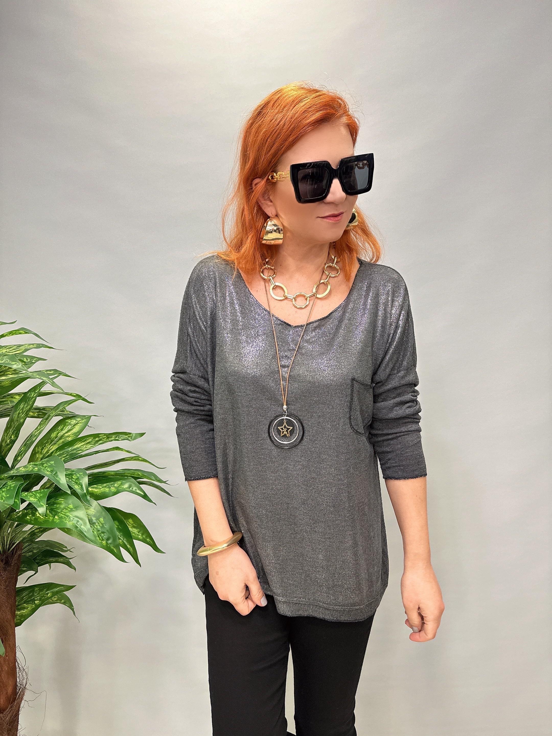 MNS 2546 (KOLYE HEDİYELİ) İTALYAN BLUZ ANTRASİT