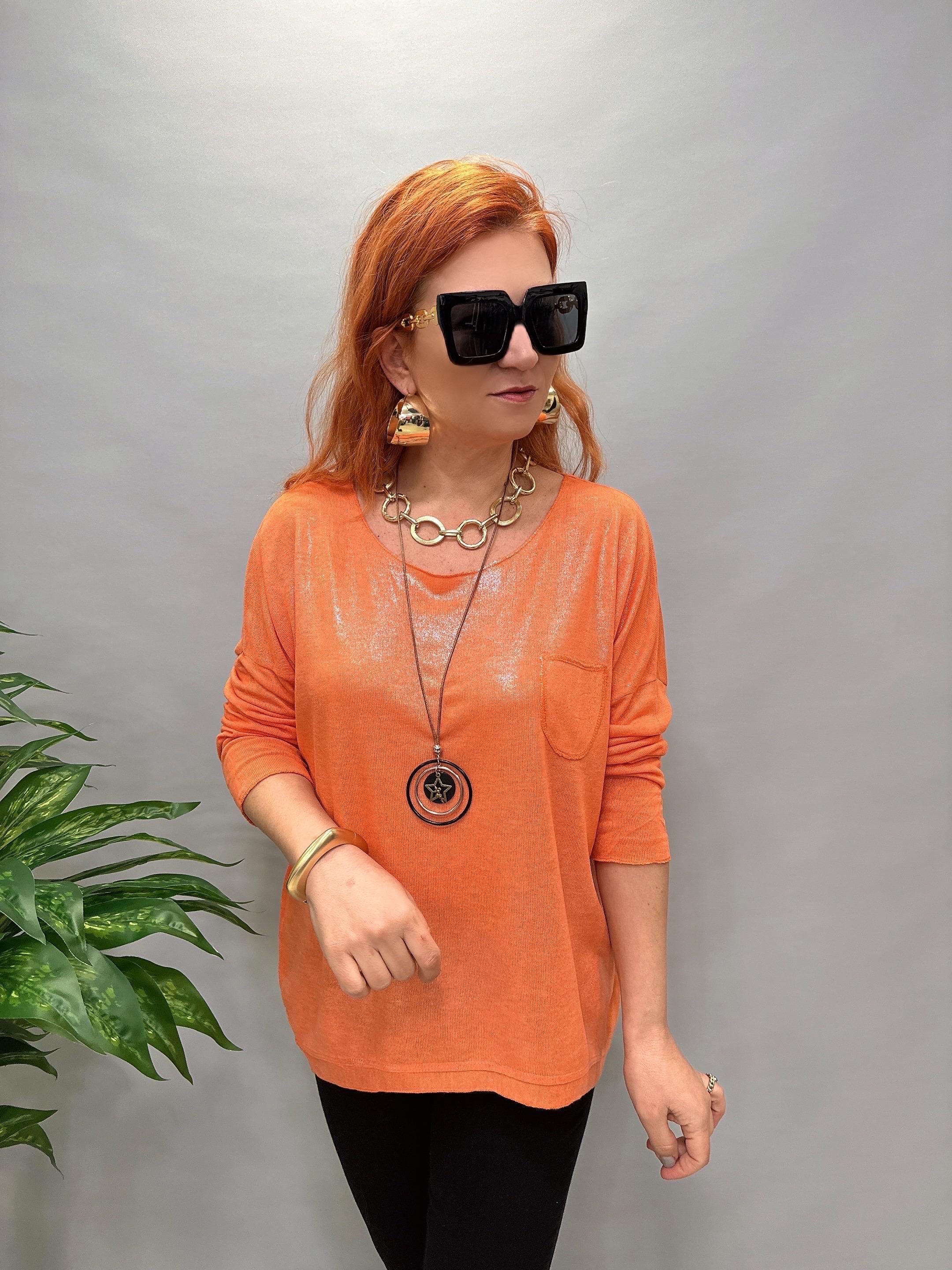 MNS 2546 (KOLYE HEDİYELİ) İTALYAN BLUZ TURUNCU