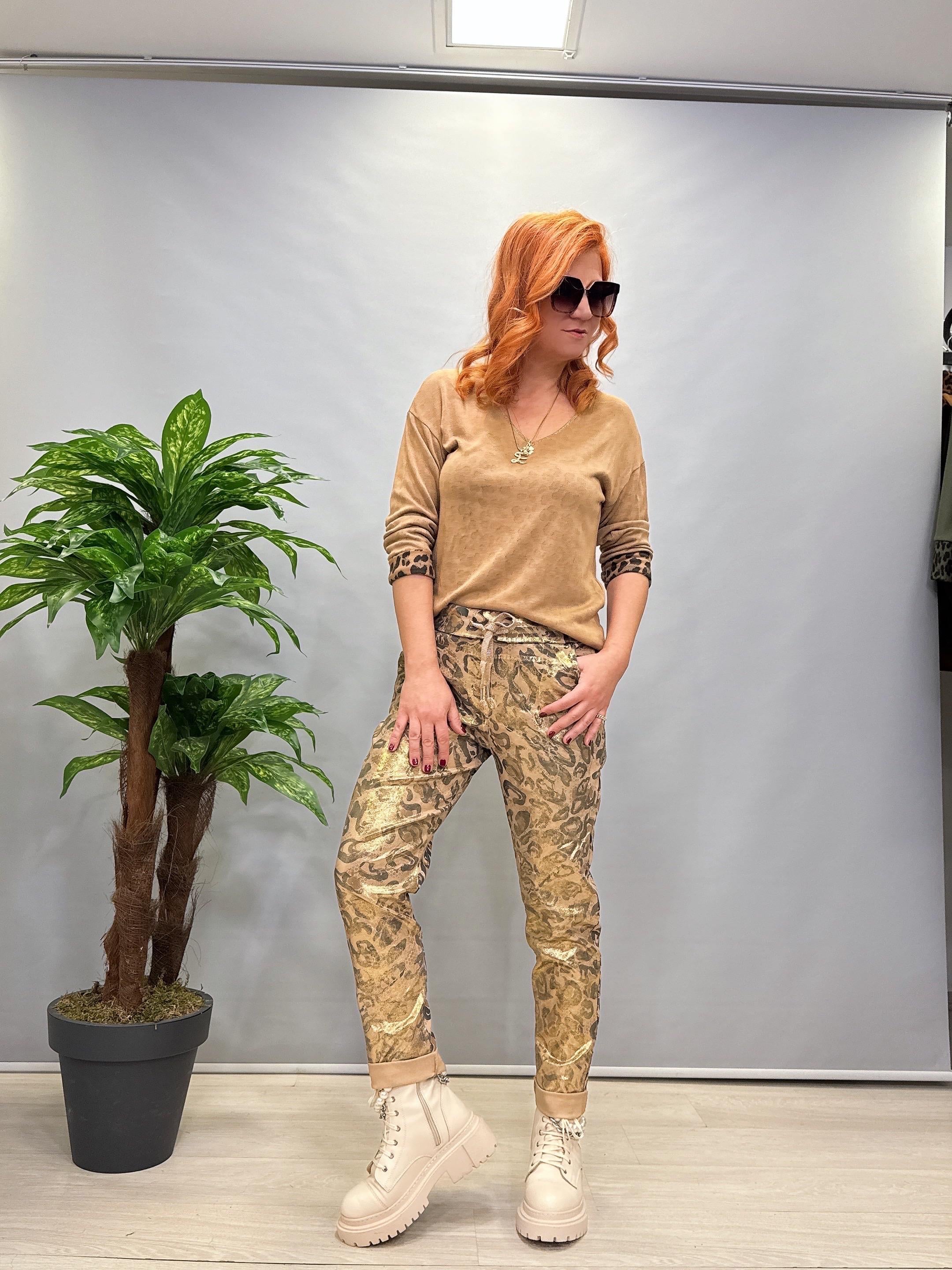 MNS 2819 İTALYAN LEOPAR PANTOLON GOLD 38-46 ARASI İÇİN UYGUNDUR