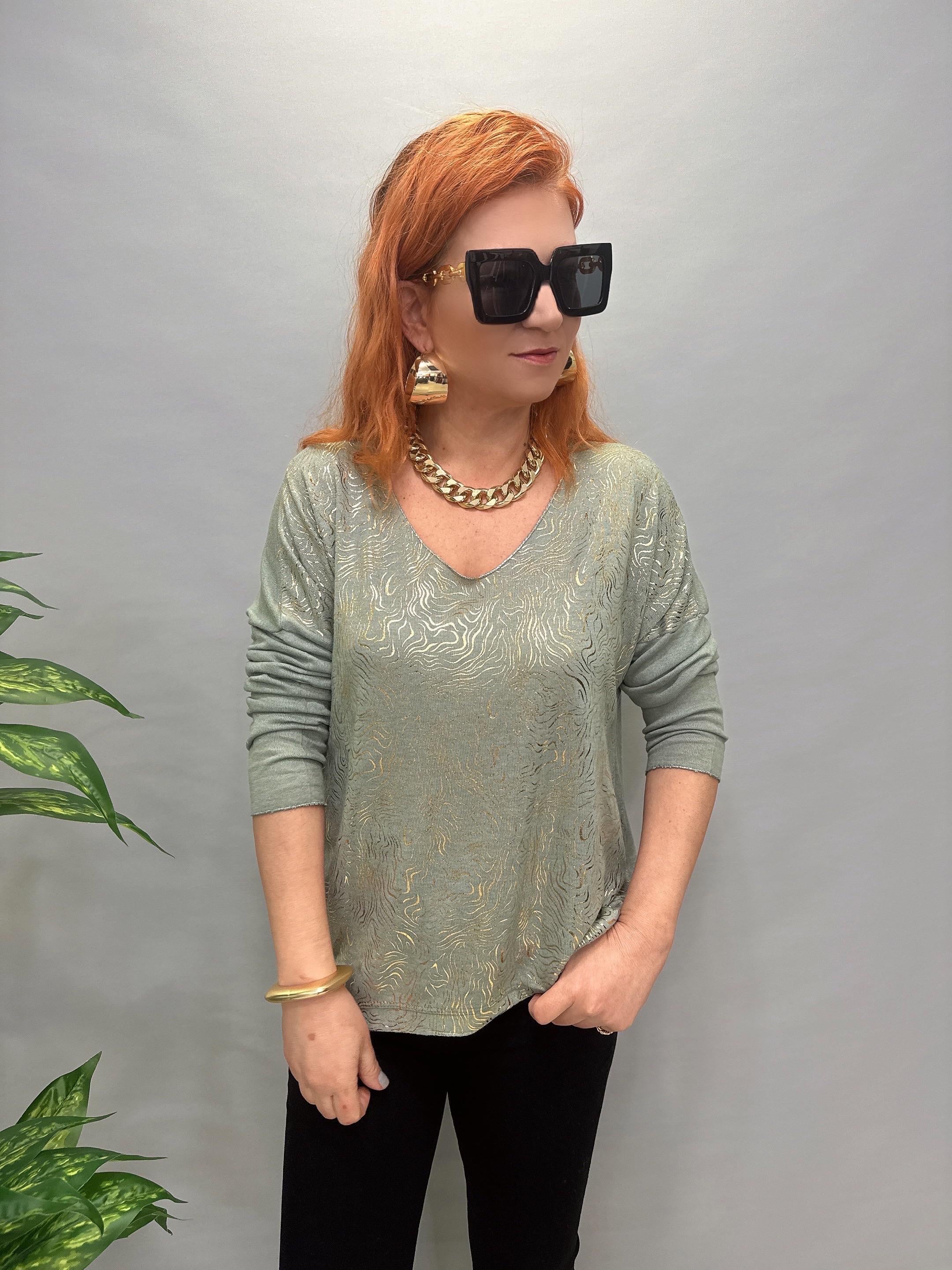 MNS 3546 İTALYAN İNCE TRİKO BLUZ AÇIK YEŞİL