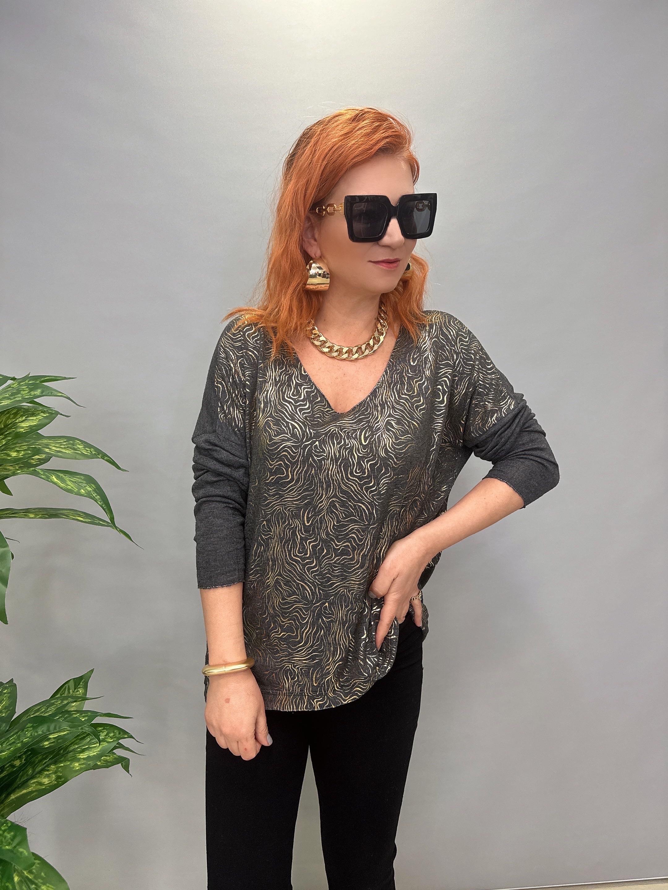 MNS 3546 İTALYAN İNCE TRİKO BLUZ ANTRASİT