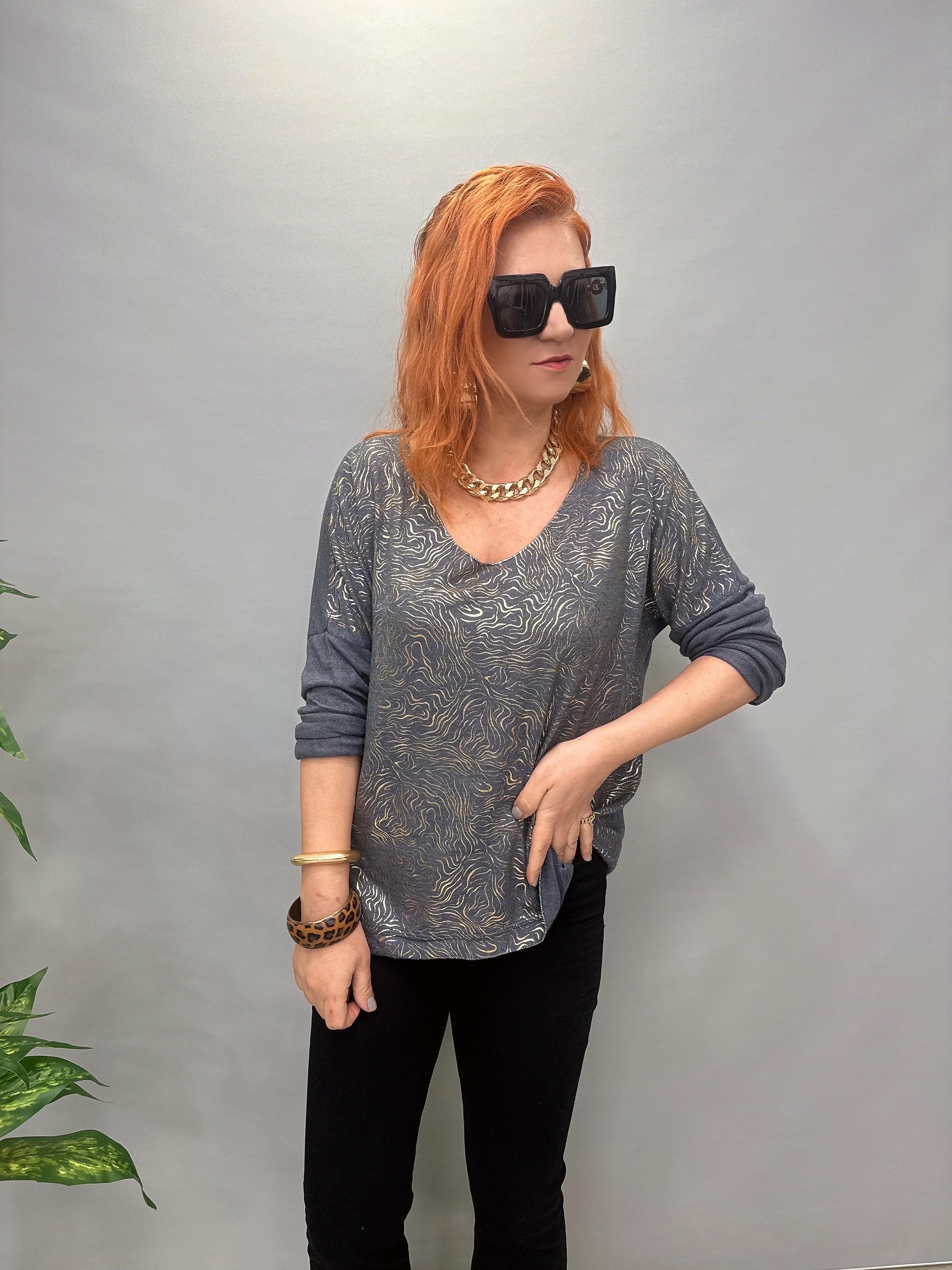 MNS 3546 İTALYAN İNCE TRİKO BLUZ MAVİ