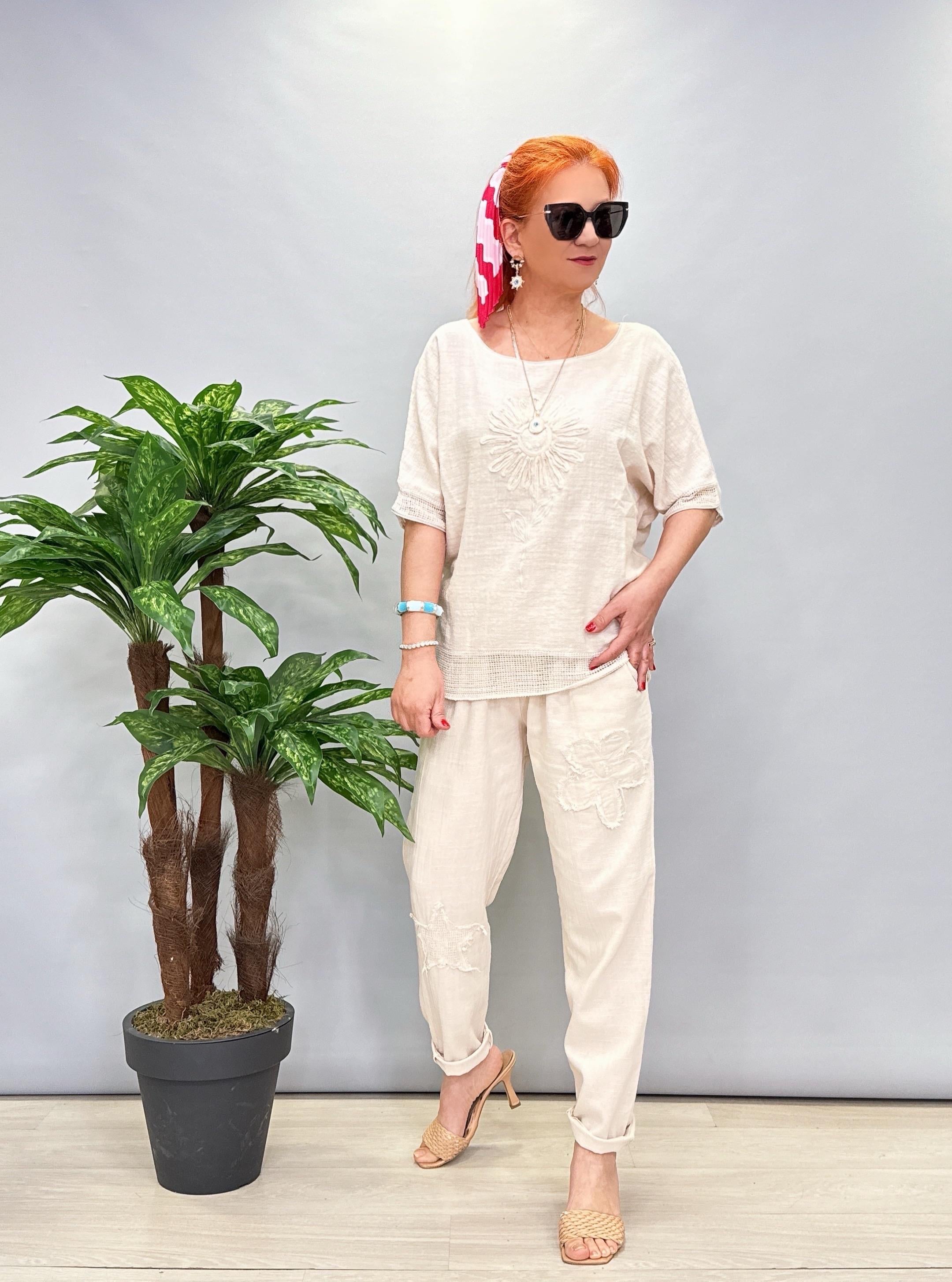 MNS 4045 PAYET DETAY PAMUKLU PANTOLON 46 BEDENE KADAR UYUMLUDUR TAŞ