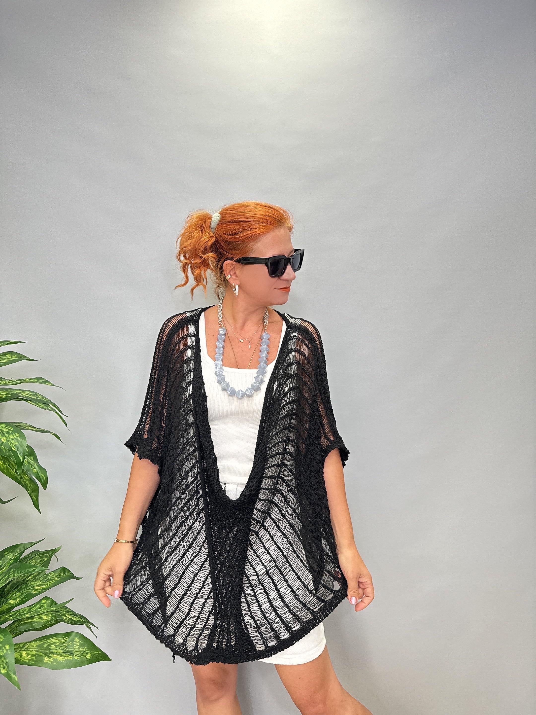 MNS 5059 KELEBEK  FİLE  BLUZ SİYAH  