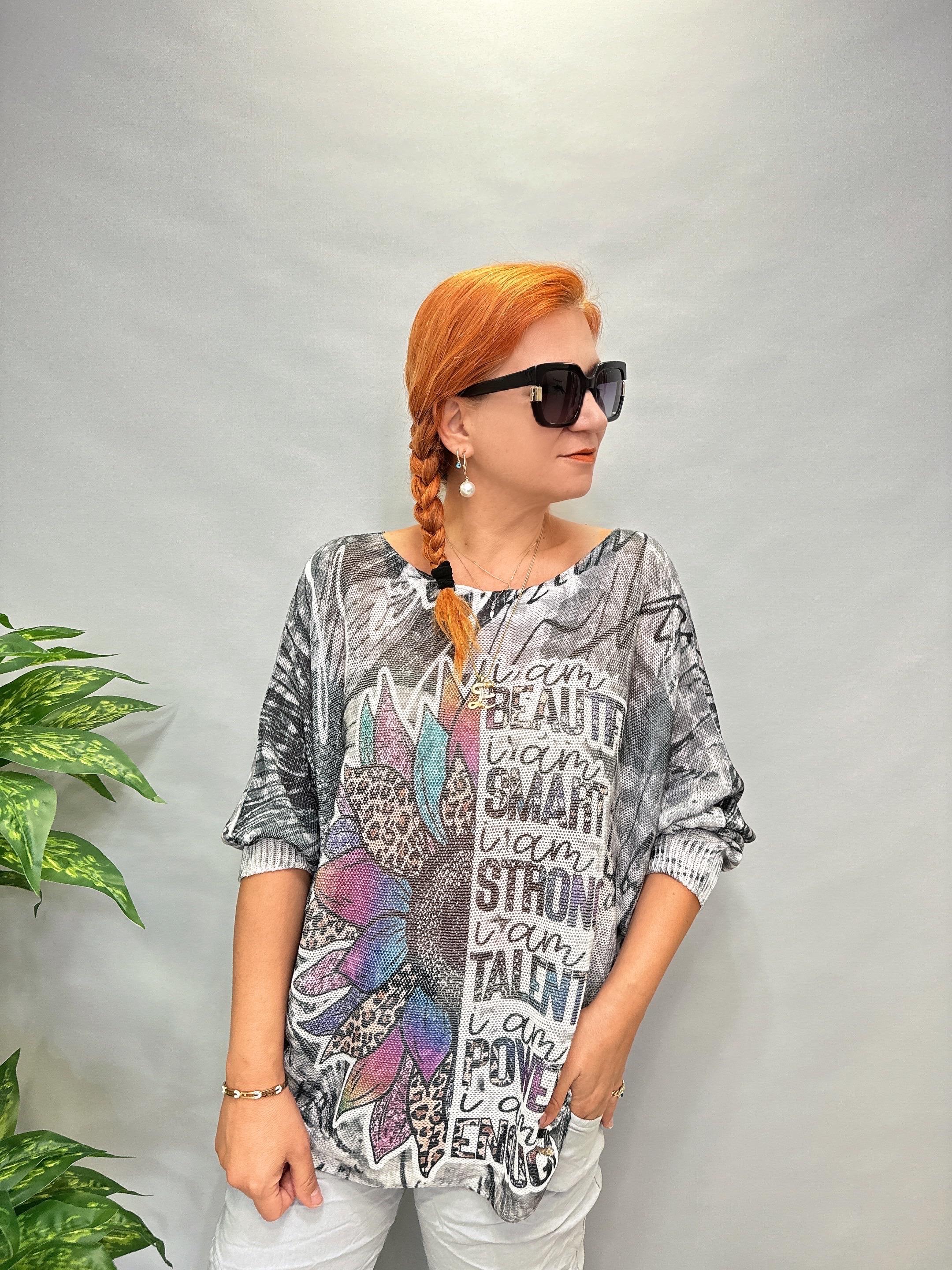 MNS 5475 İTALYAN ÇİÇEK DESEN TRİKO GRİ