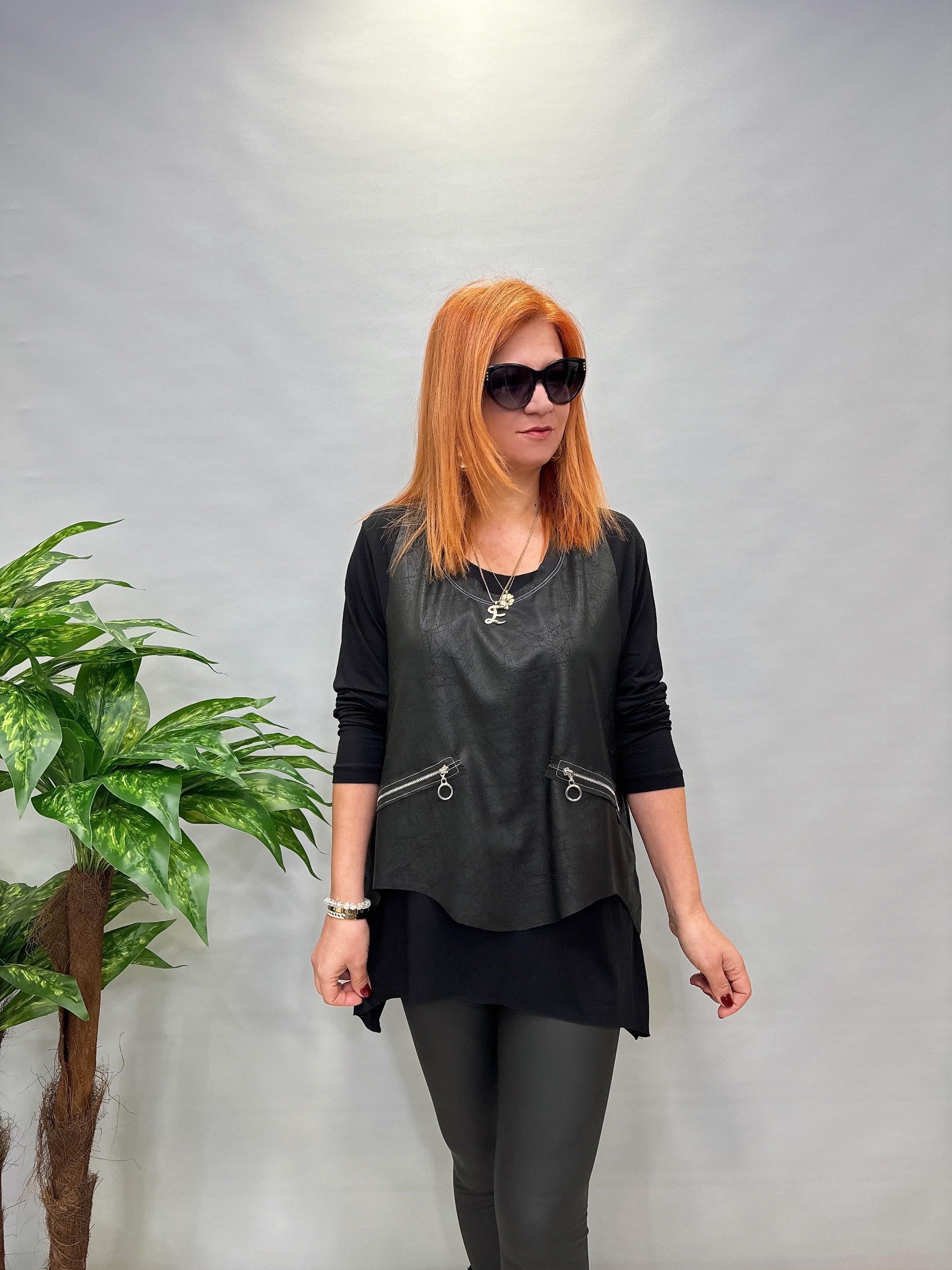 MNS 5555 DERİ YELEKLİ TAKIM SİYAH 