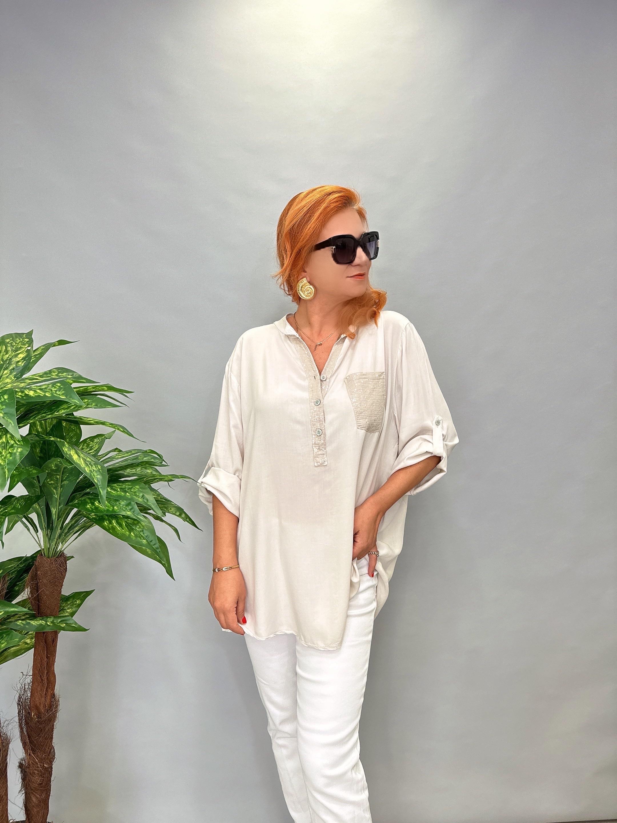 MNS 5910  İTALYAN  PAYET  DETAY  BLUZ  46 BEDENE KADAR UYUMLU  TAŞ