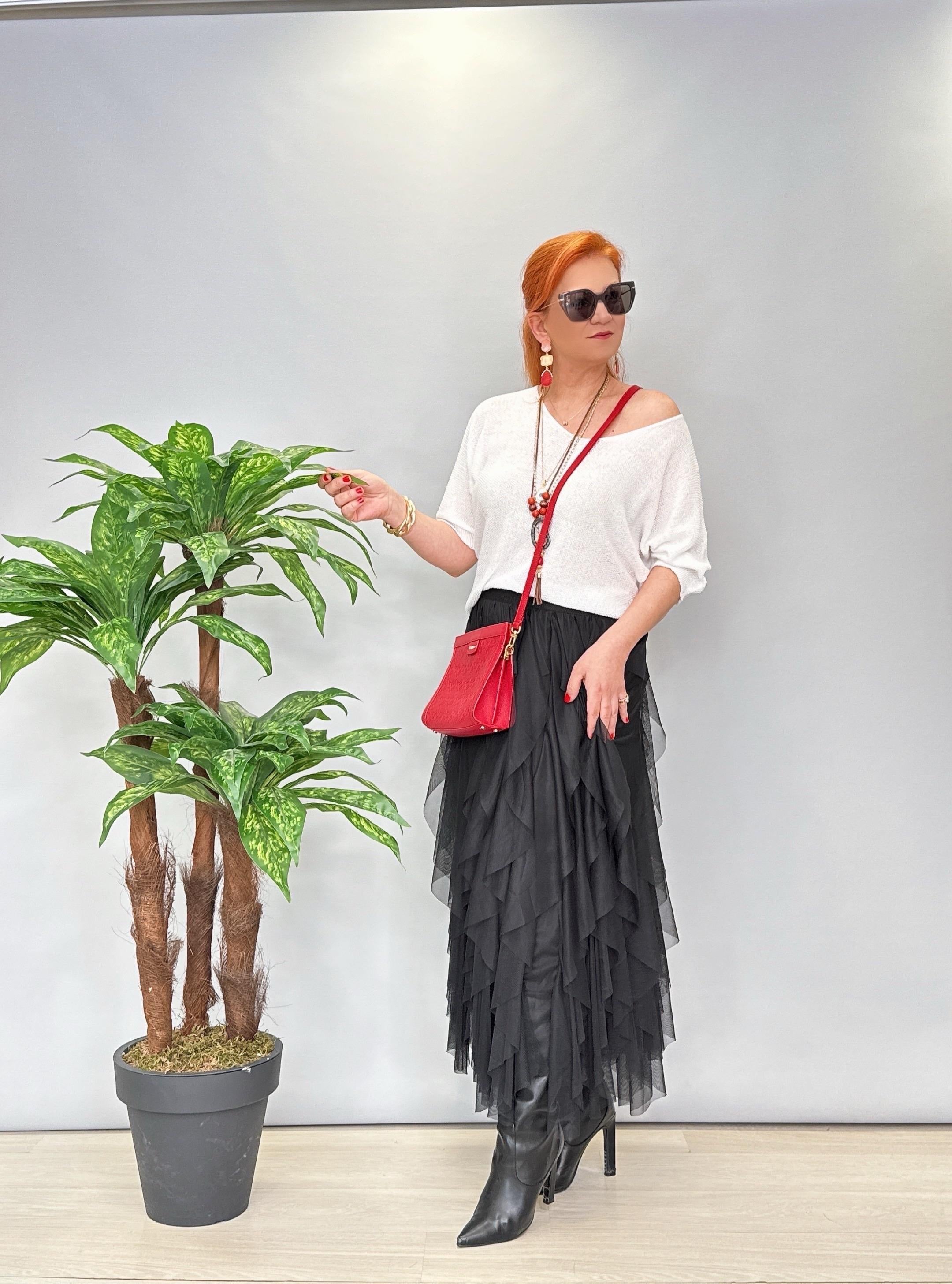 MNS 7095 TÜL ETEK SİYAH