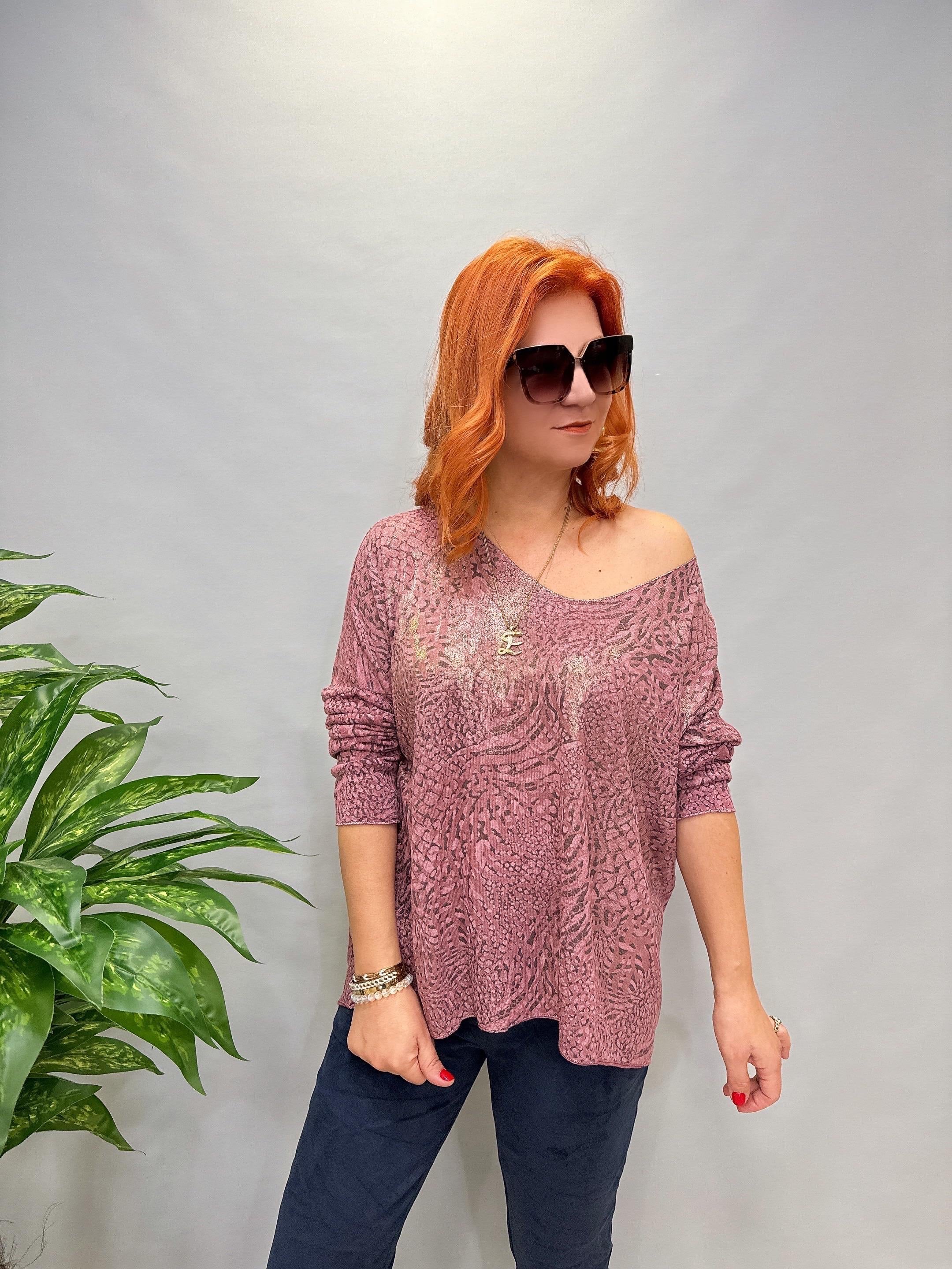 MNS 7575 İTALYAN KENDİNDEN VARAKLI BLUZ GÜLKURUSU