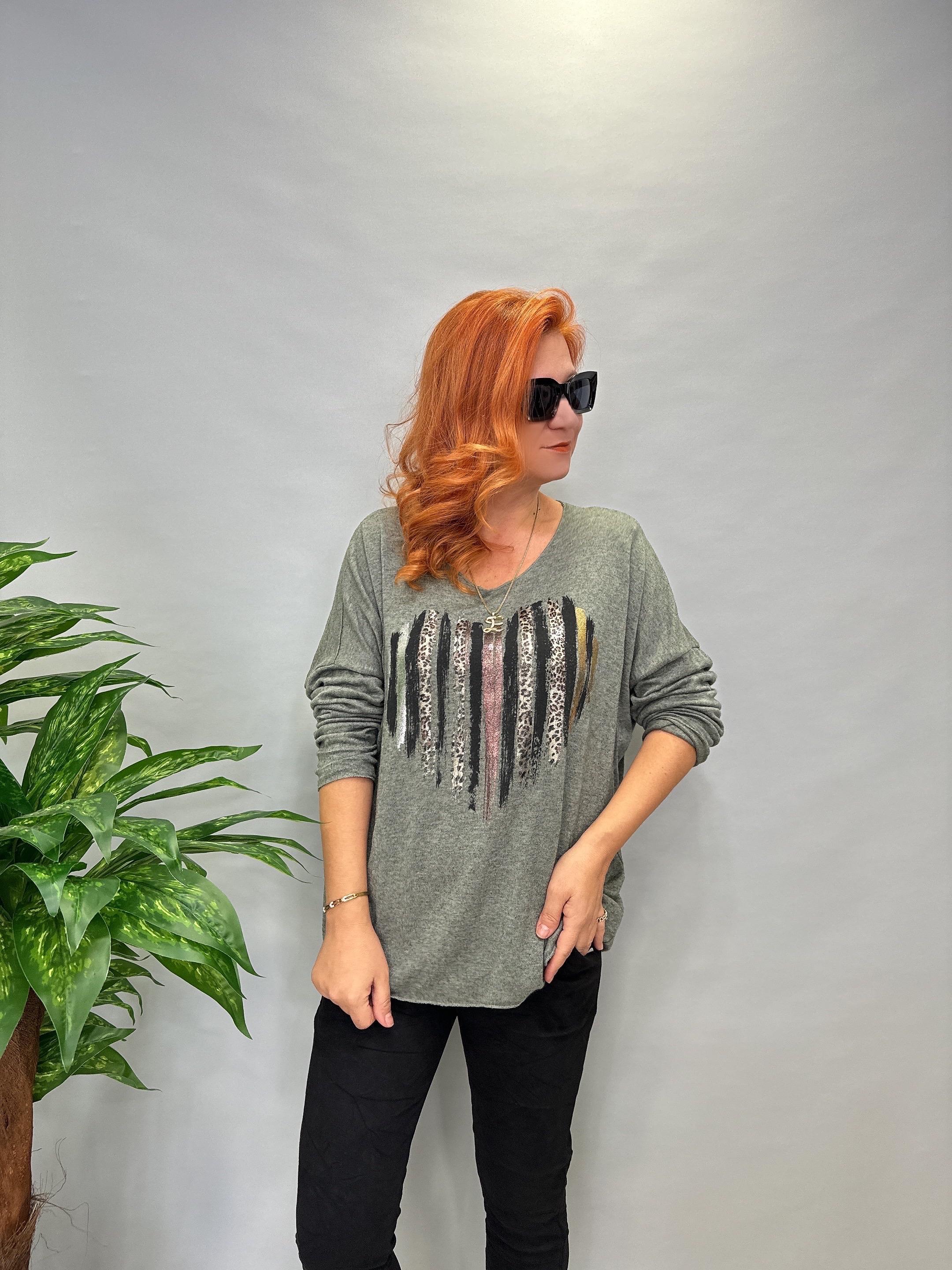 MNS 9025 İTALYAN  ZEBRA KALP DETAY EXTRA YUMUŞAK  TRİKO BLUZ YEŞİL 46 BEDENE KADAR UYUMLUDUR 