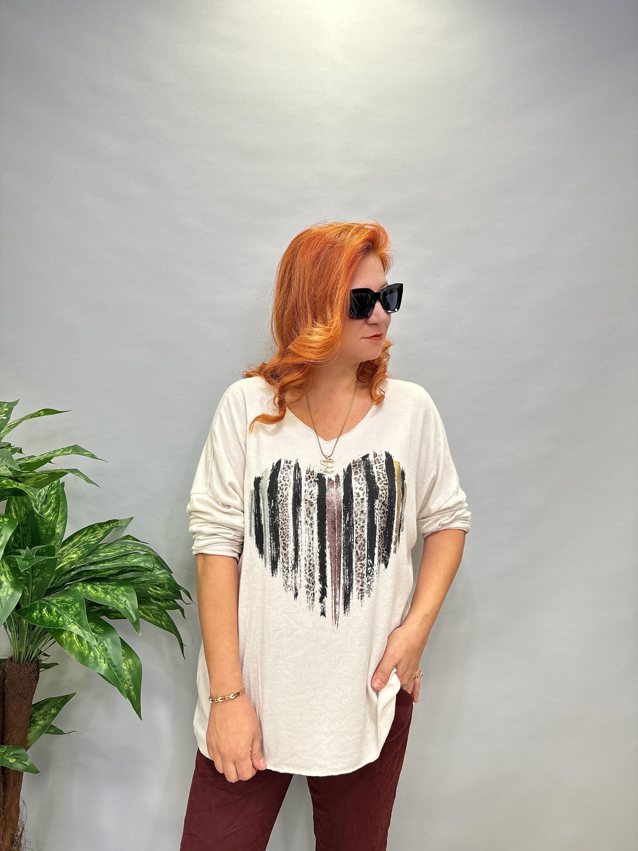 MNS 9025 İTALYAN  ZEBRA KALP DETAY EXTRA YUMUŞAK  TRİKO BLUZ TAŞ  46 BEDENE KADAR UYUMLUDUR 