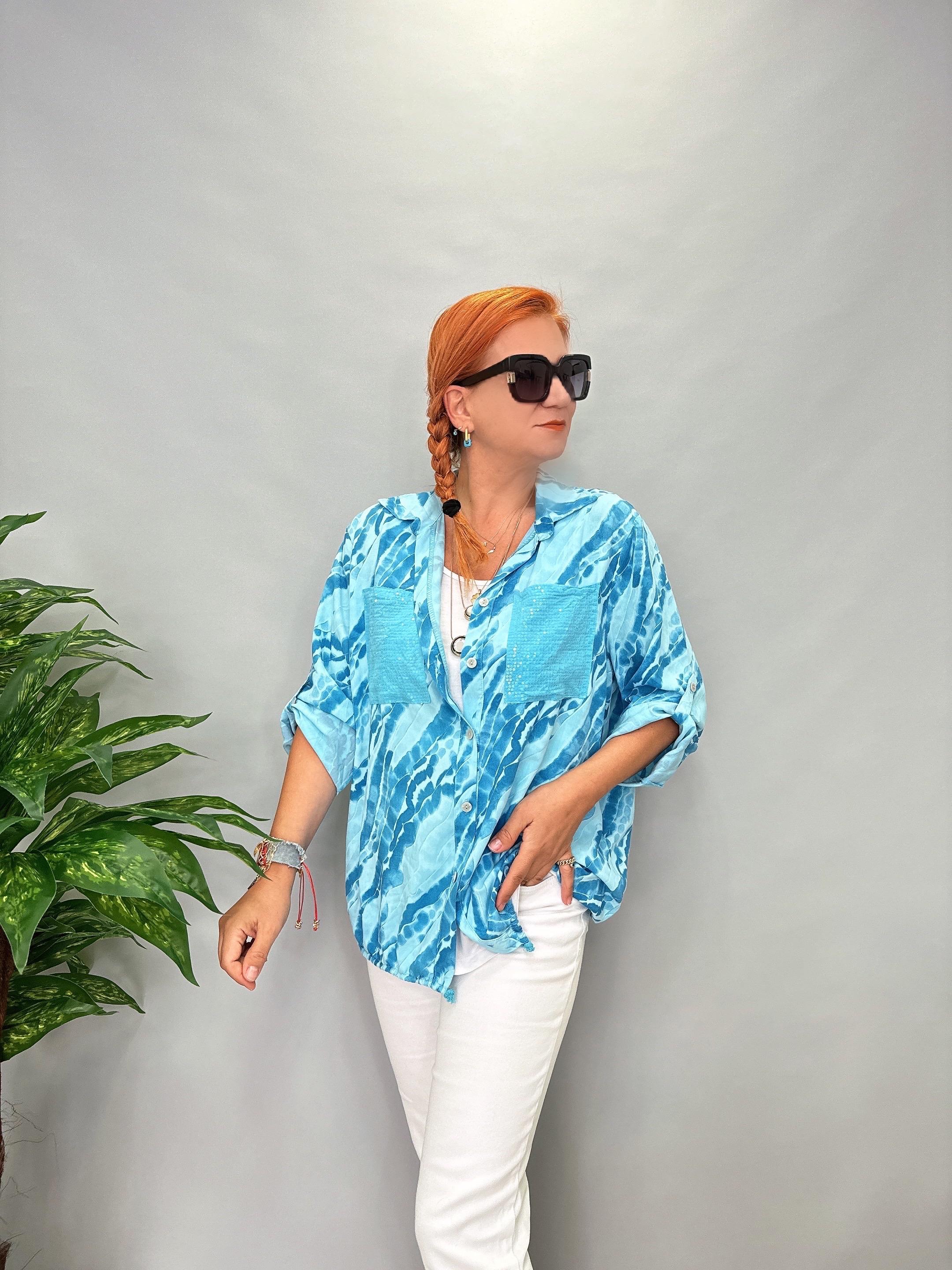 MSN 0056 İTALYAN PAYET DETAY GÖMLEK CEKET MAVİ 44 BEDENE KADAR UYGUNDUR