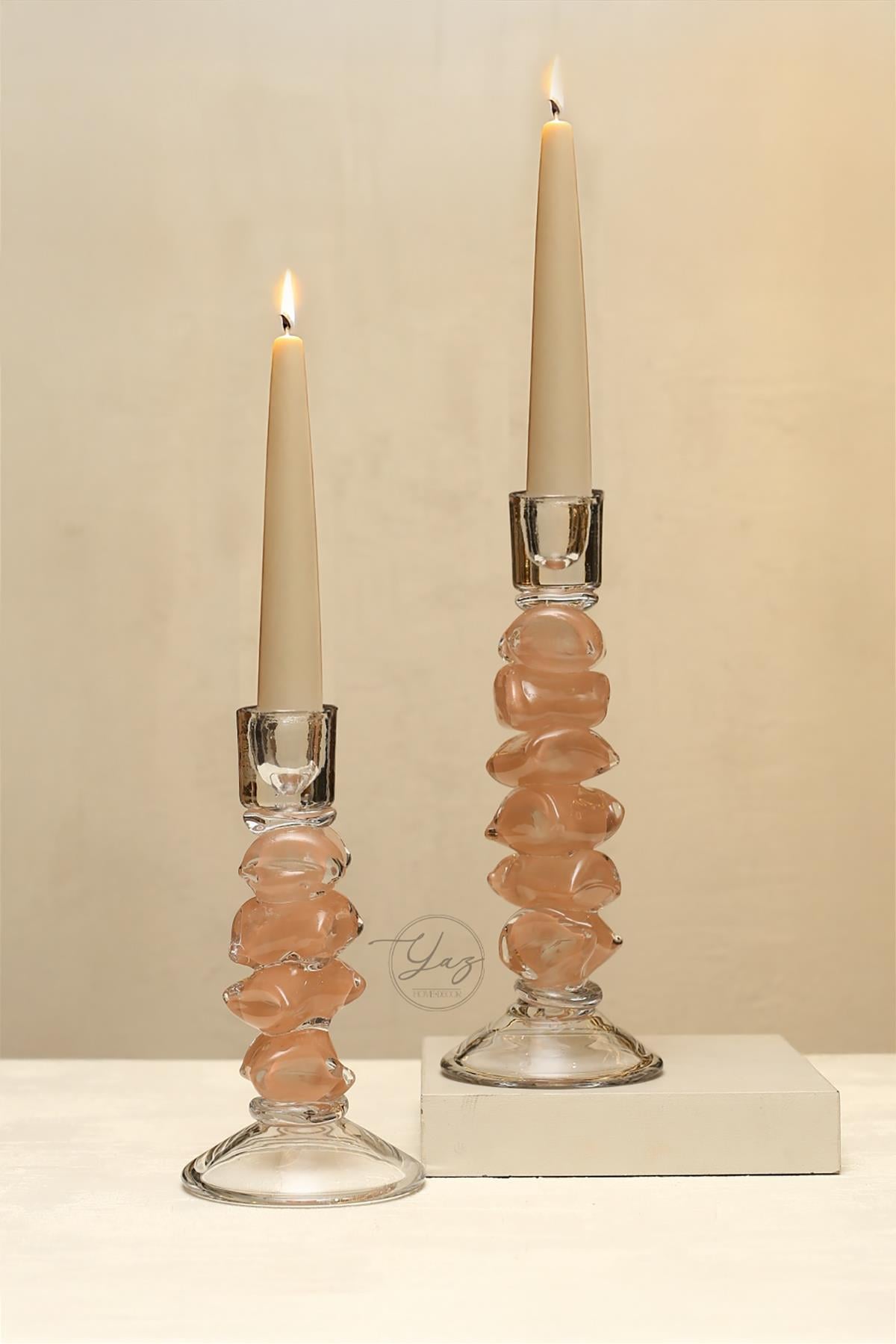 Yaz Home | 2'li Pembe Cam Mumluk