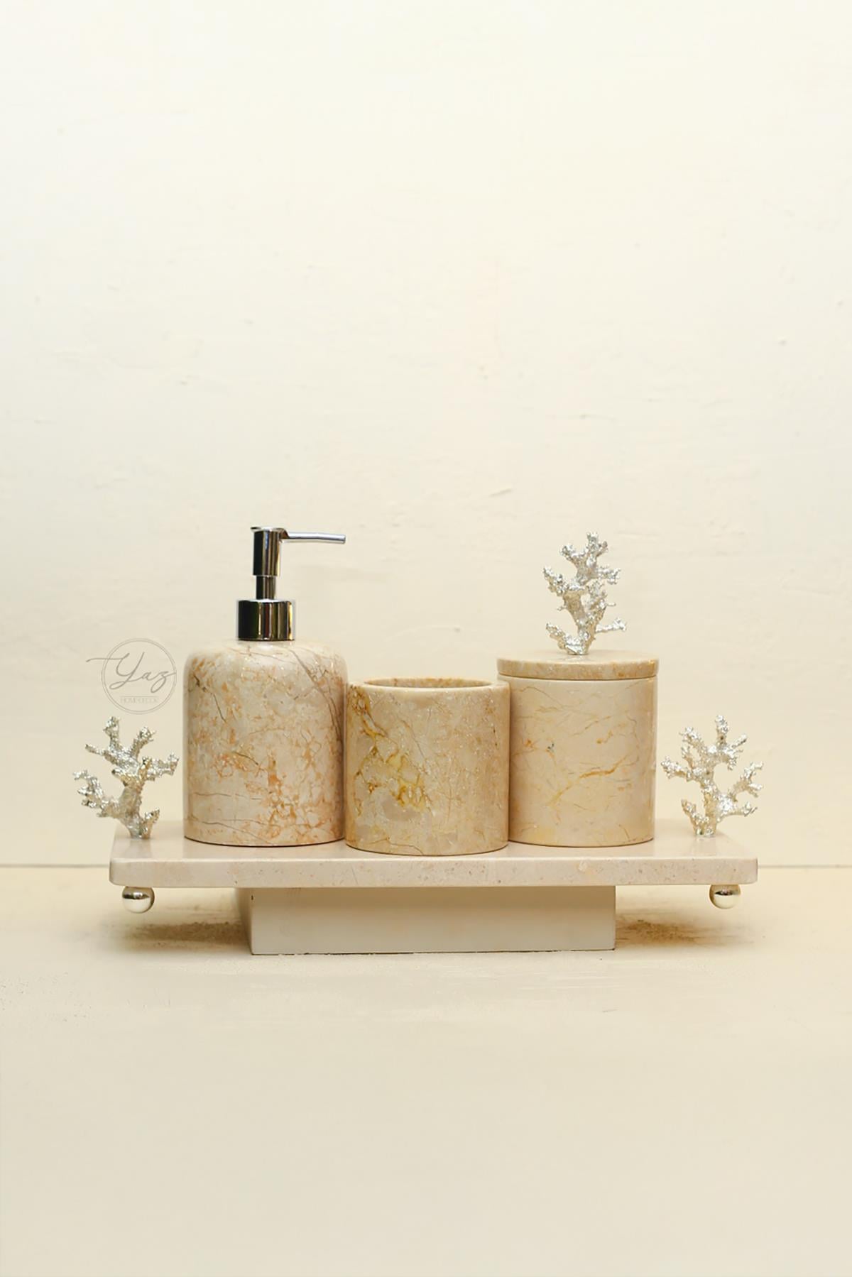 Yaz Home | Gümüş Mercanlı Banyo Takımı