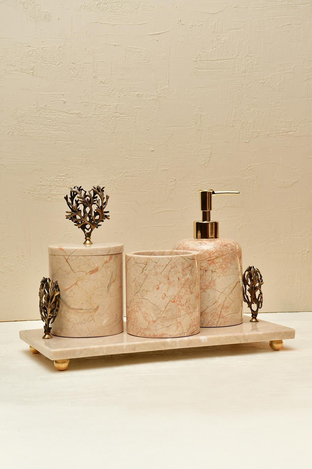 Yaz Home | Krem Mercanlı Banyo Seti