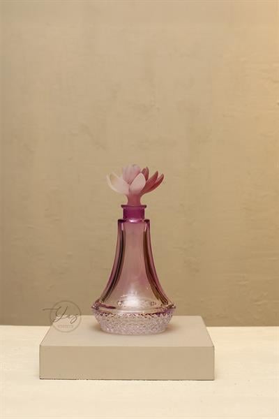 Yaz Home | Pembe Kapaklı Cam Şişe Çiçekli