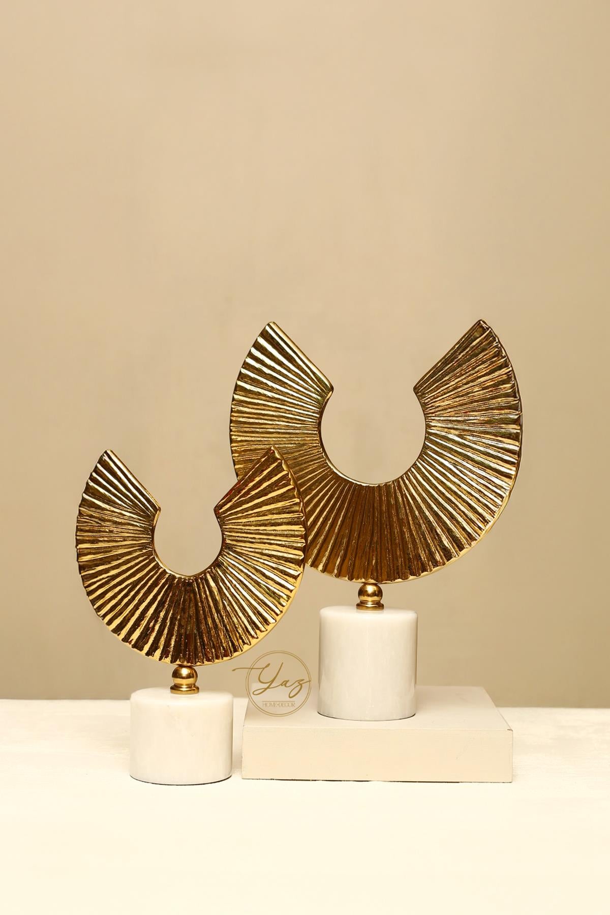 Yaz Home | 2'li Gold Çizgili Yarım Ay Obje