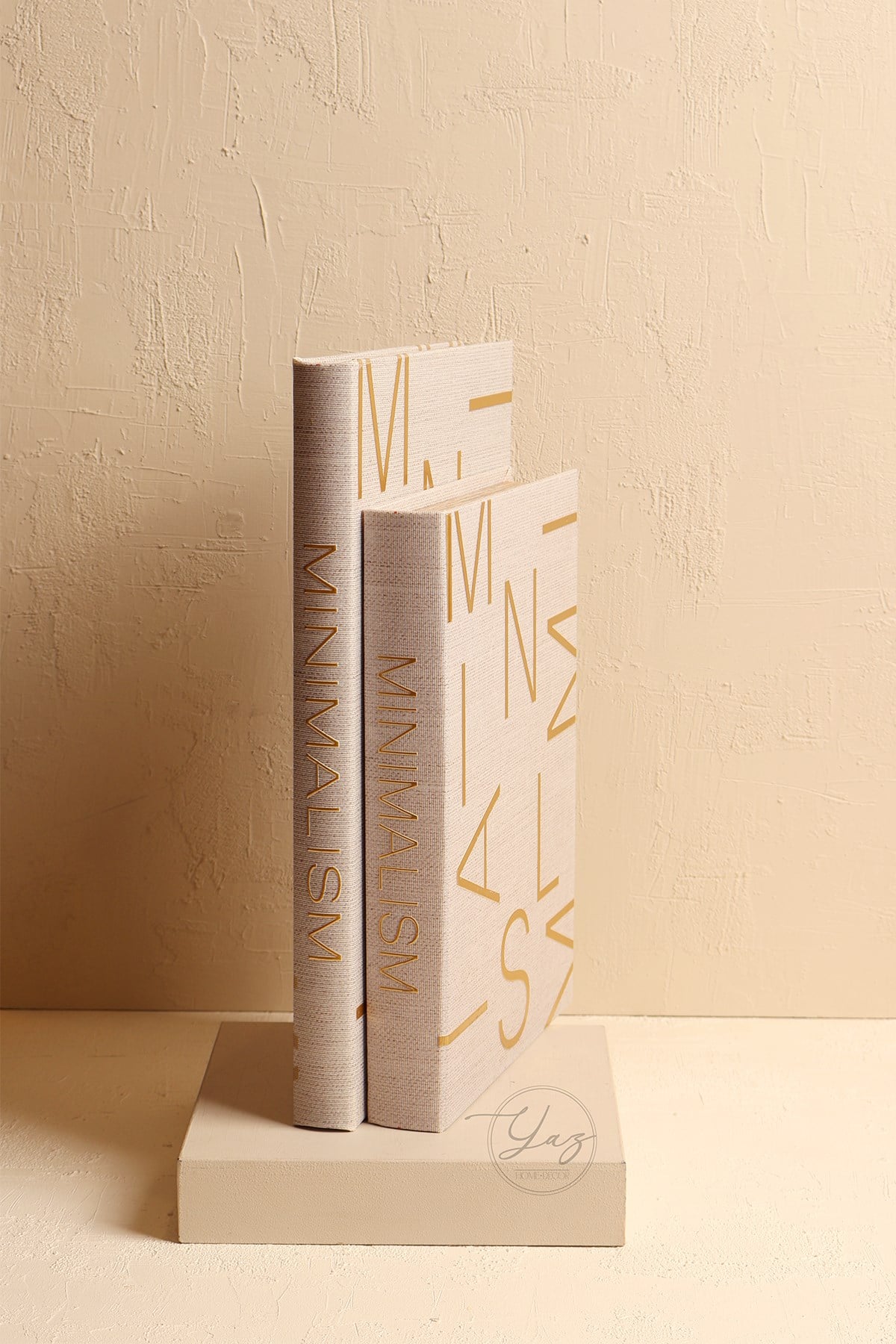 Yaz Home | 2'li Gold Linen Kitap Kutu
