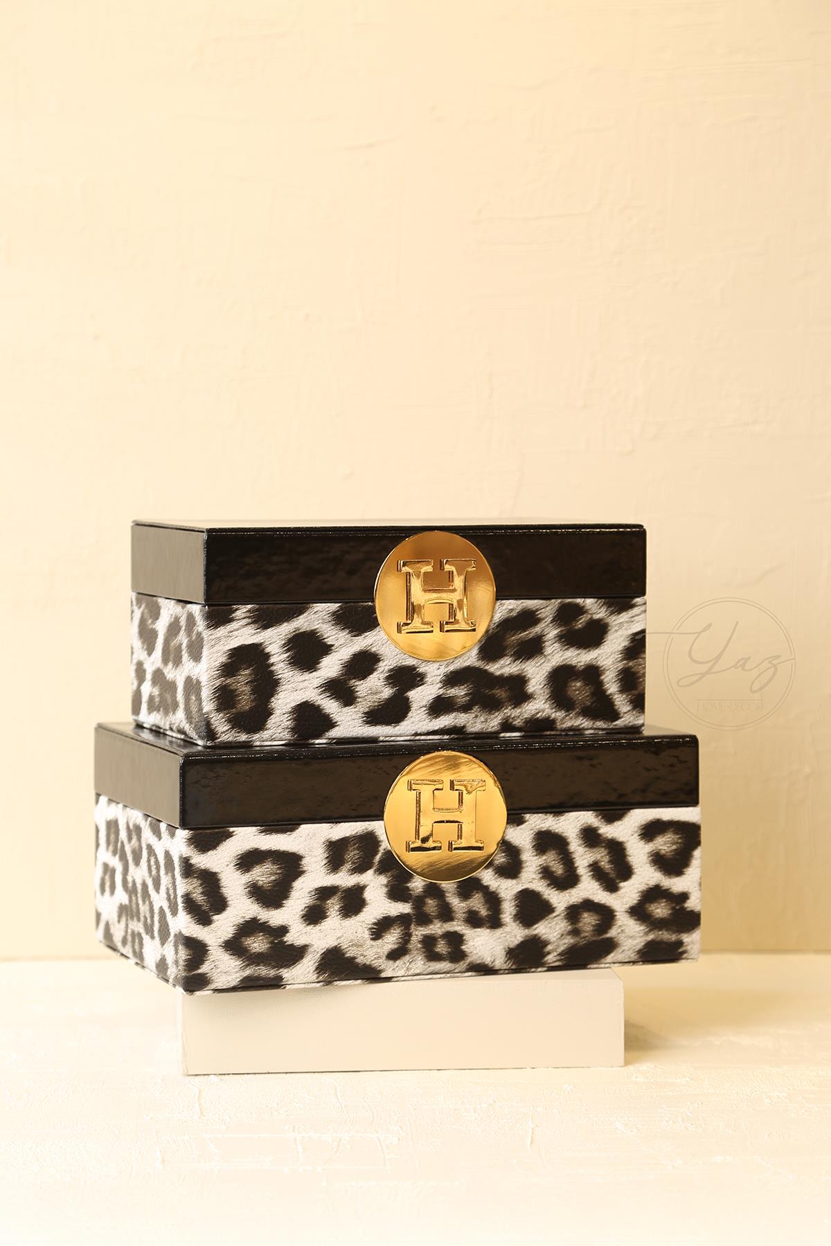 Yaz Home | 2'li Leopar Desen Dekoratif Kutu