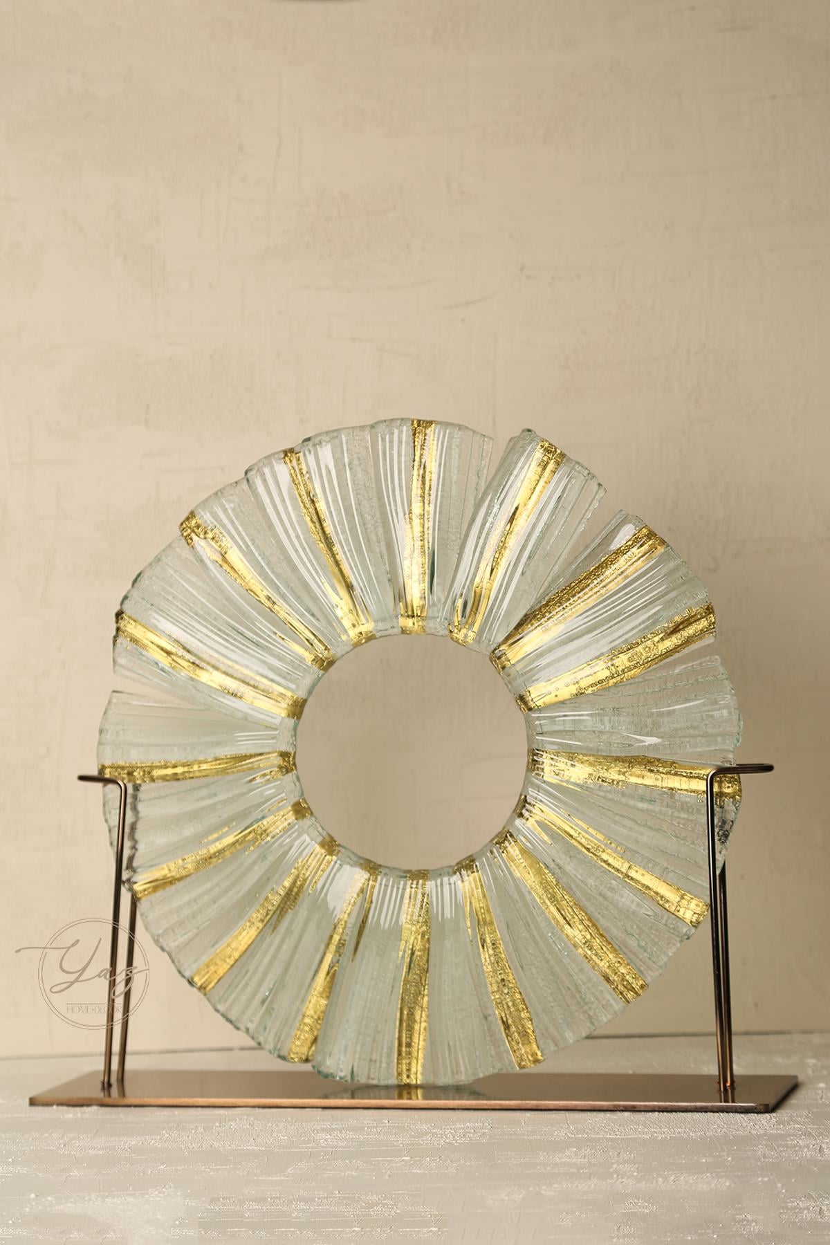 Yaz Home | Cam Disk XL -Şeffaf Gold