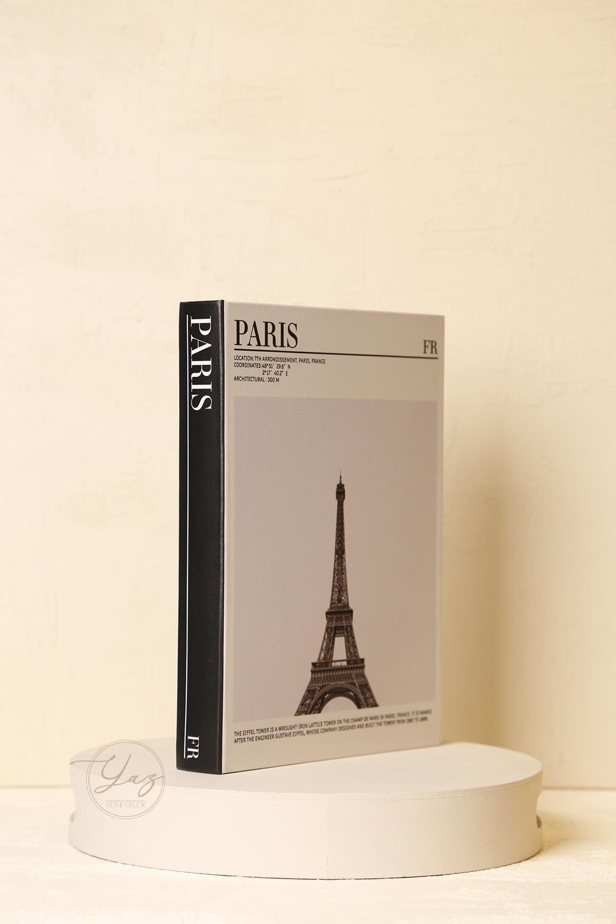 Yaz Home | Dekoratif Kitap Kutu - Ahşap & Deri Paris