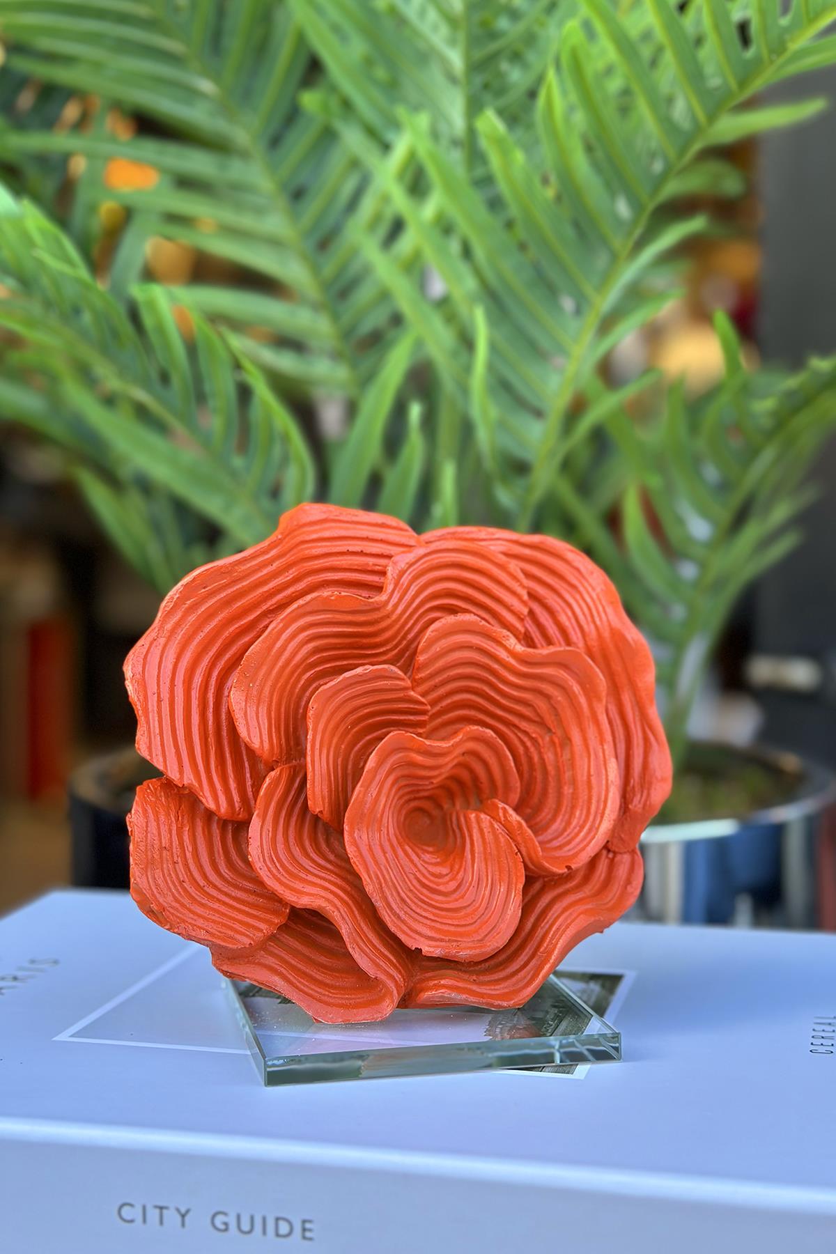 Yaz Home | Polyester Gül Mercan Obje - Turuncu