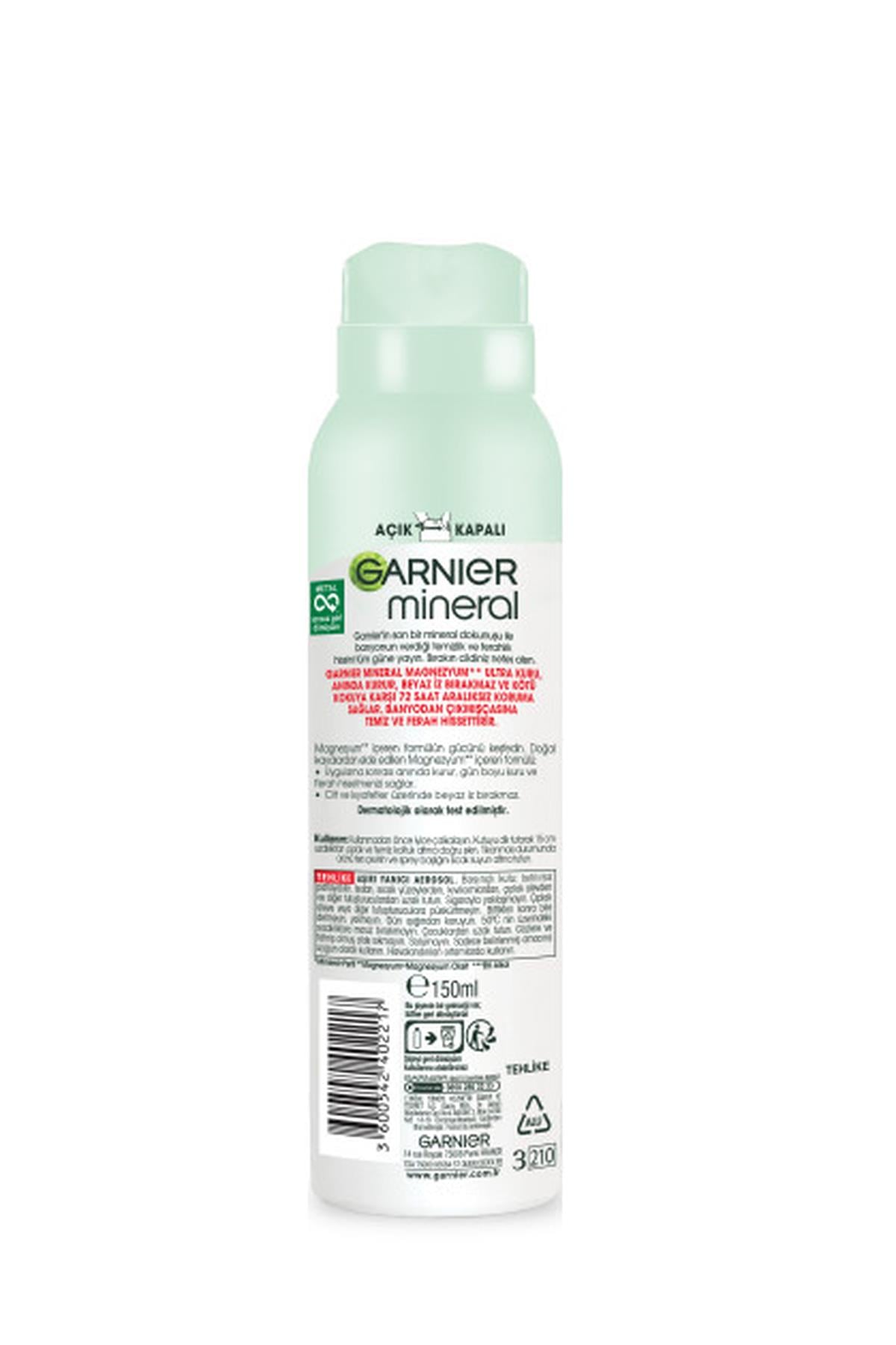 Garnier Magnezyum Ultra Kuru Deodorant Sprey 150 ml 3lü Set