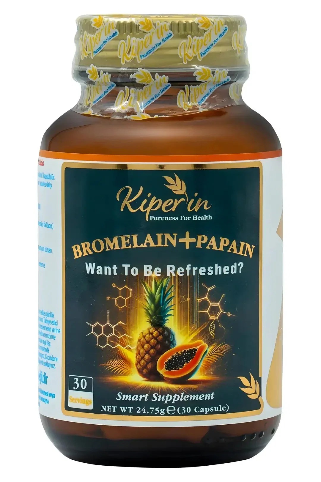 Kiperin Bromelain + Papain 30 Kapsül