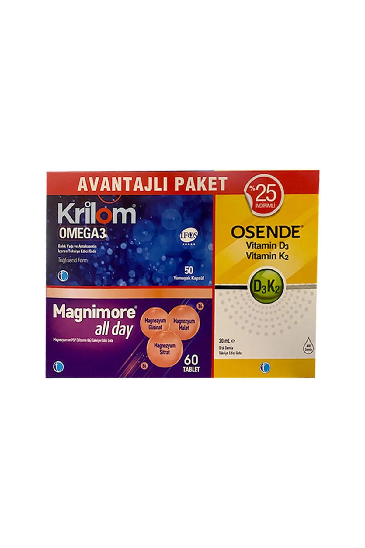 TAB İLAÇKrılom Omega3 50 Kapsül Magnımore Allday 60 Tab Osende D3k2 20 ml Avantajlı Paket8680133003233